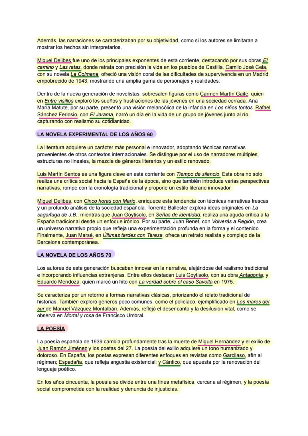 DESDE 1939 HASTA LOS AÑOS 70
LA NOVELA
La Guerra Civil española fue un antes y después para la literatura. Sucedieron tres cosas principales