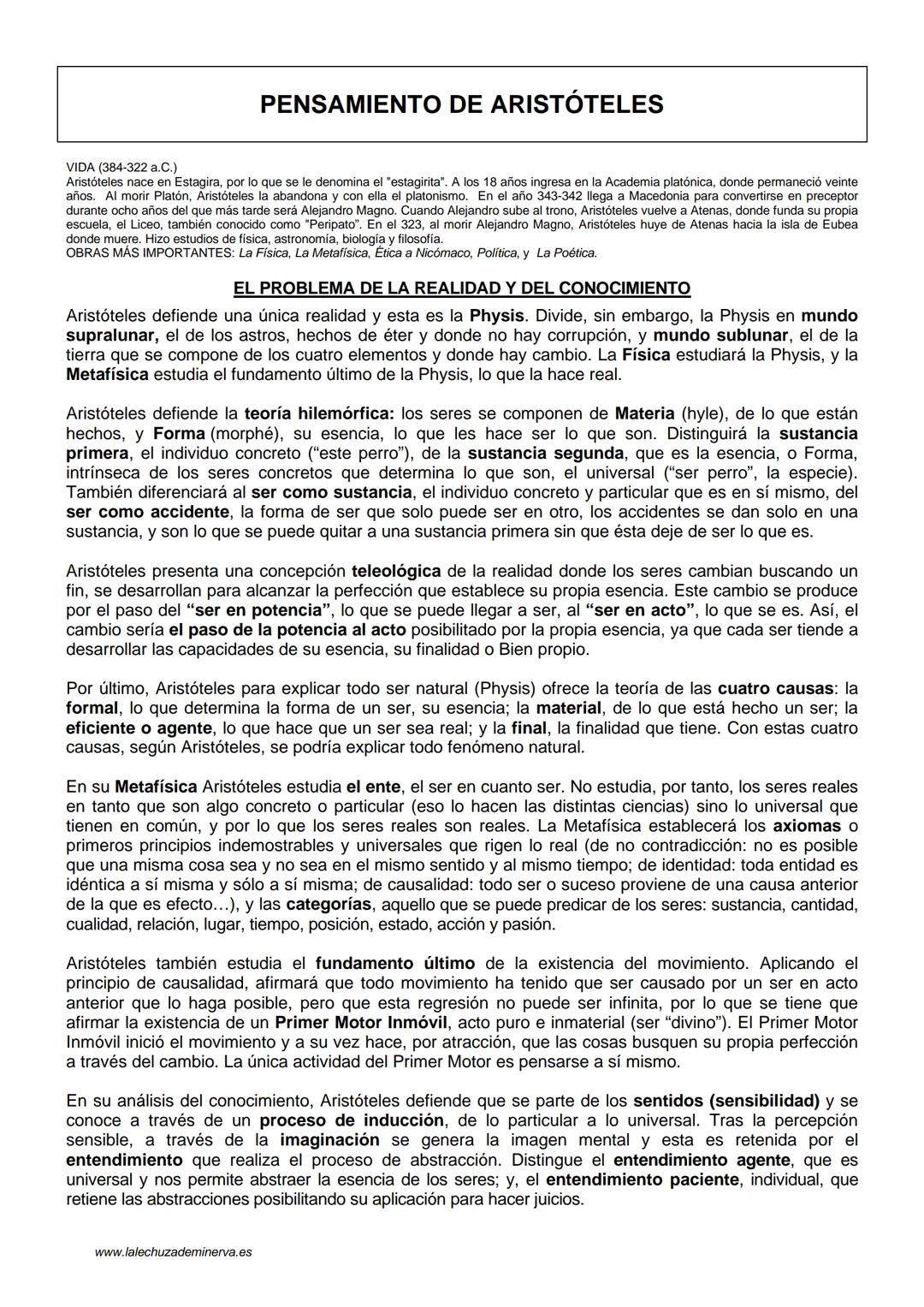 ## PENSAMIENTO DE ARISTÓTELES
VIDA (384-322 a.C.)
Aristóteles nace en Estagira, por lo que se le denomina el "estagirita". A los 18 años in