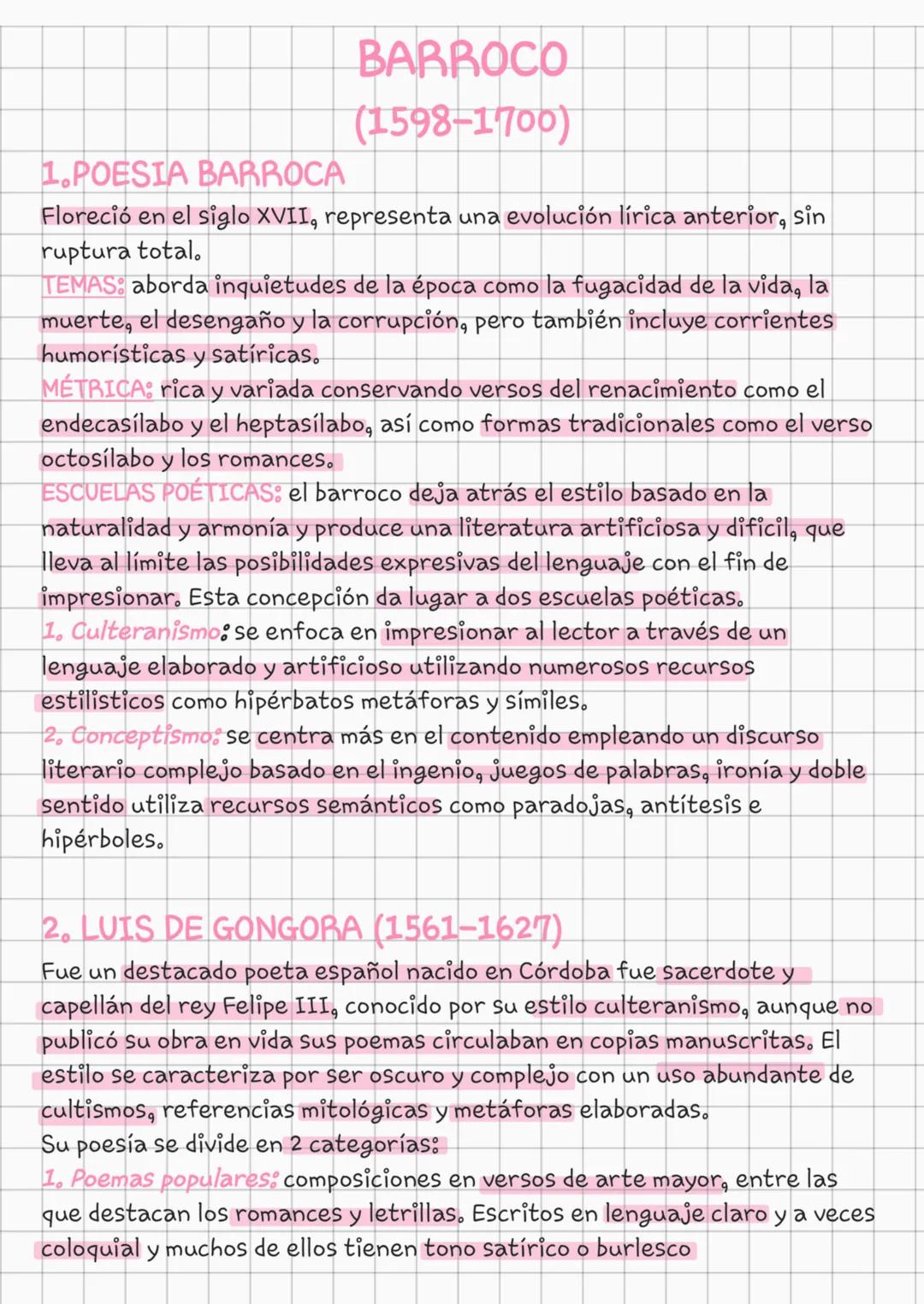 # BARROCO
(1598-1700)
1.POESÍA BARROCA
Floreció en el siglo XVII, representa una evolución lírica anterior, sin ruptura total.
TEMAS: abor