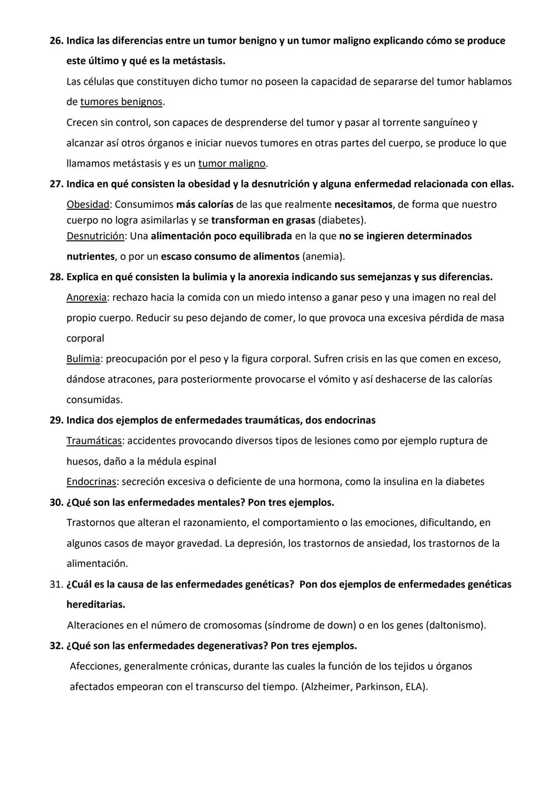 ACTIVIDADES TEMA 8: SALUD Y ENFERMEDAD
1. ¿Cuál es el concepto de "enfermedad" según la OMS?
un estado de completo bienestar físico, mental