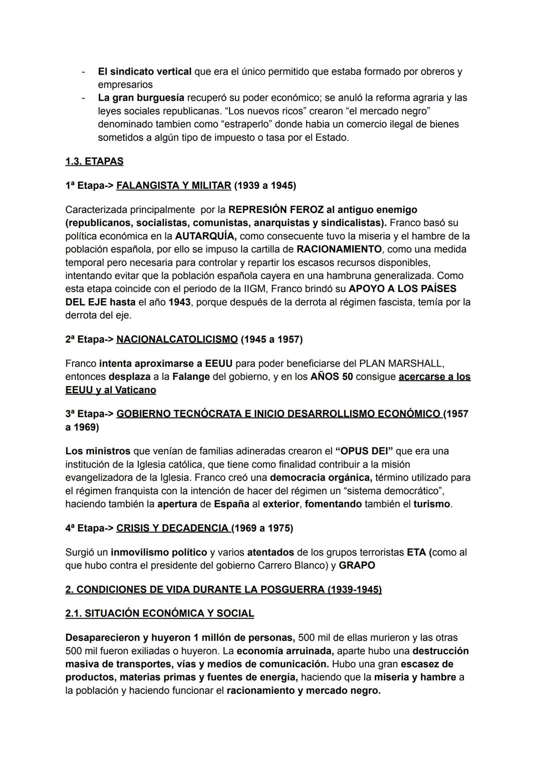 EL FRANQUISMO
1 abril, 1939-20 noviembre, 1975
1. INTRODUCCIÓN
El franquismo fue una dictadura de casi cuarenta años caracterizada por la re
