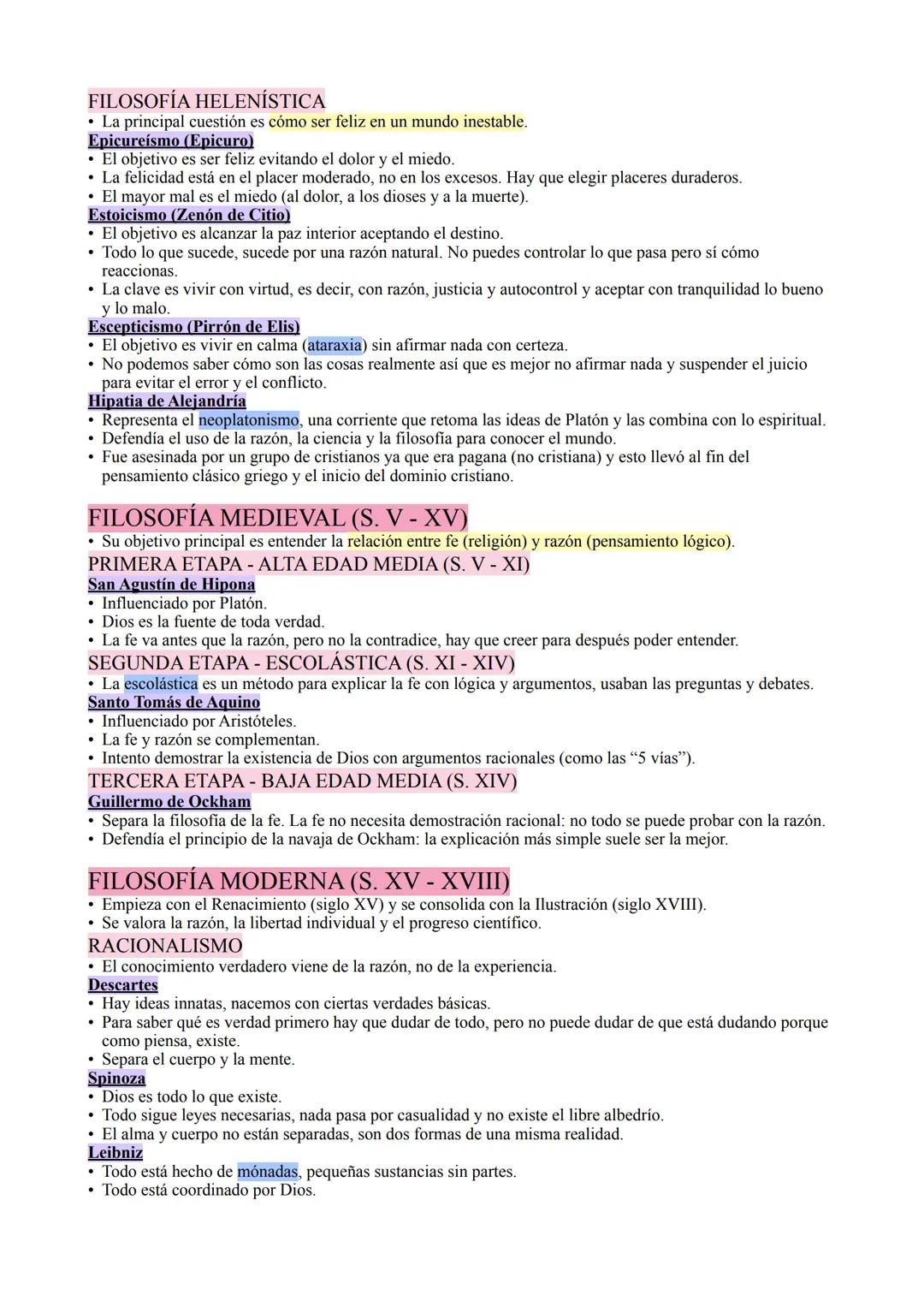 FILOSOFÍA ANTIGUA (S. VI a.C. - V)
FILOSOFÍA PRESOCRÁTICA
Se centran en el origen del mundo y de las cosas (arjé). Los monistas tienen un ar