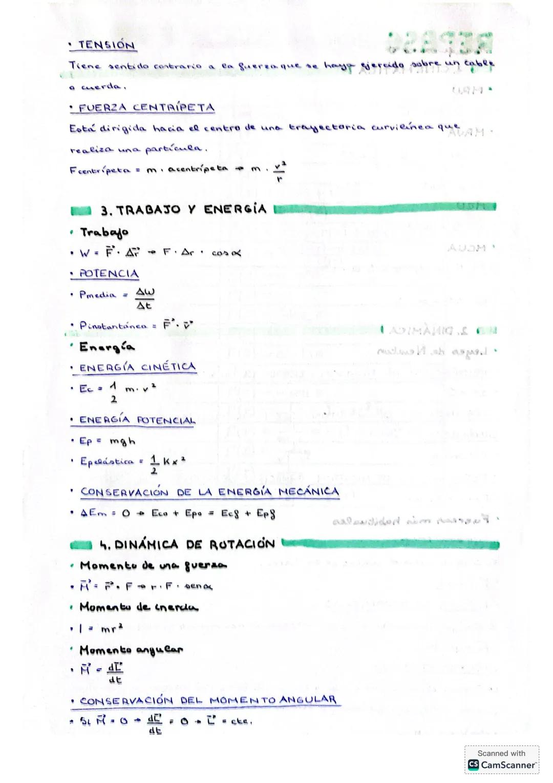 REPASO
1. CINEMÁTICA
• MRU
• x = xo + v.t
• MRUA
• x = xo + vo.t + 1 at2
2
• v = vo + at
• MCU
• φ = φo + ω.t
• Mcua
• φ = φo + ωo.t + 1 α.t
