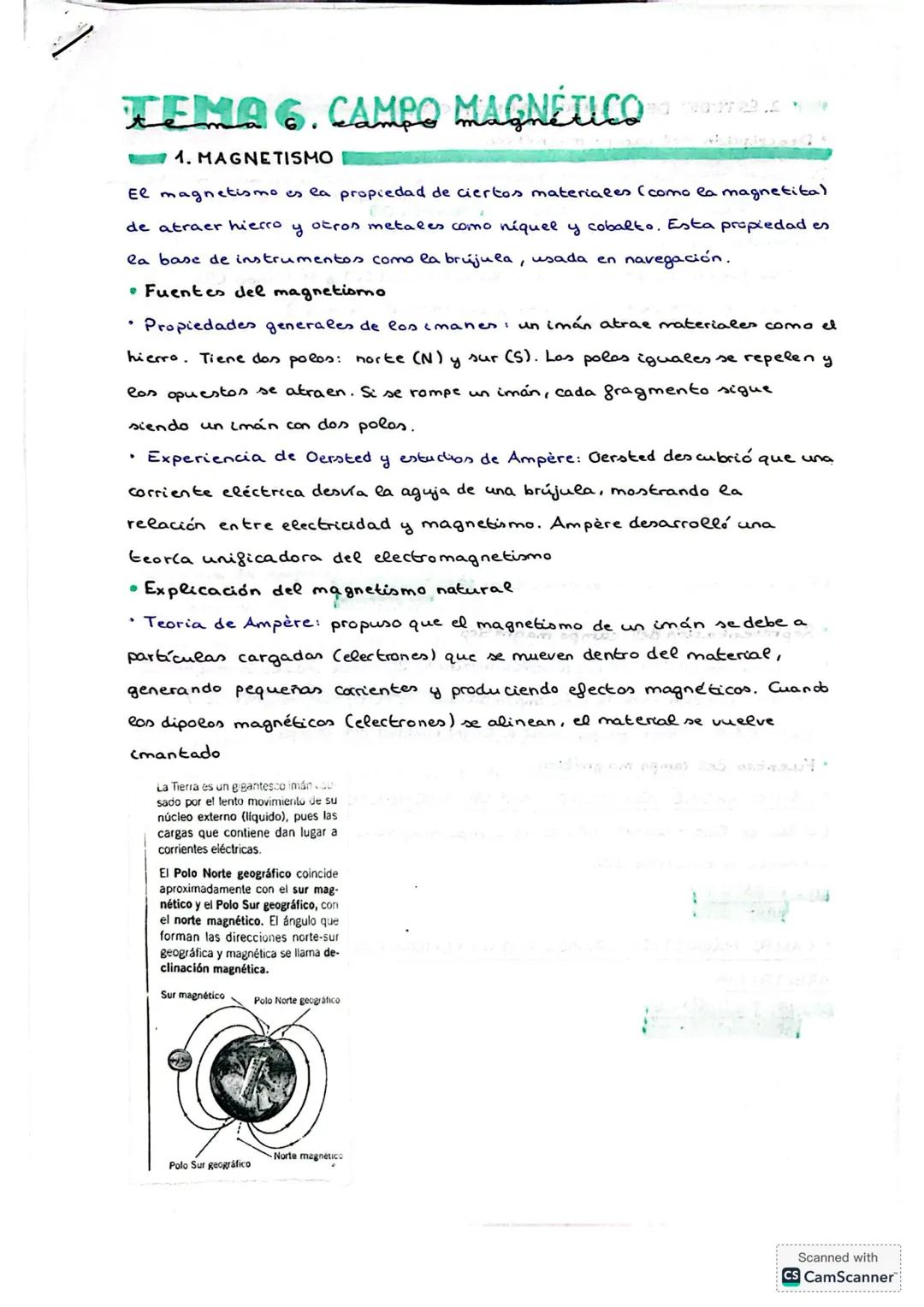 TEMA 6. CAMPO MAGNÉTICO
1. MAGNETISMO
El magnetismo es la propiedad de ciertos materiales (como la magnetita)
de atraer hierro y otros metal