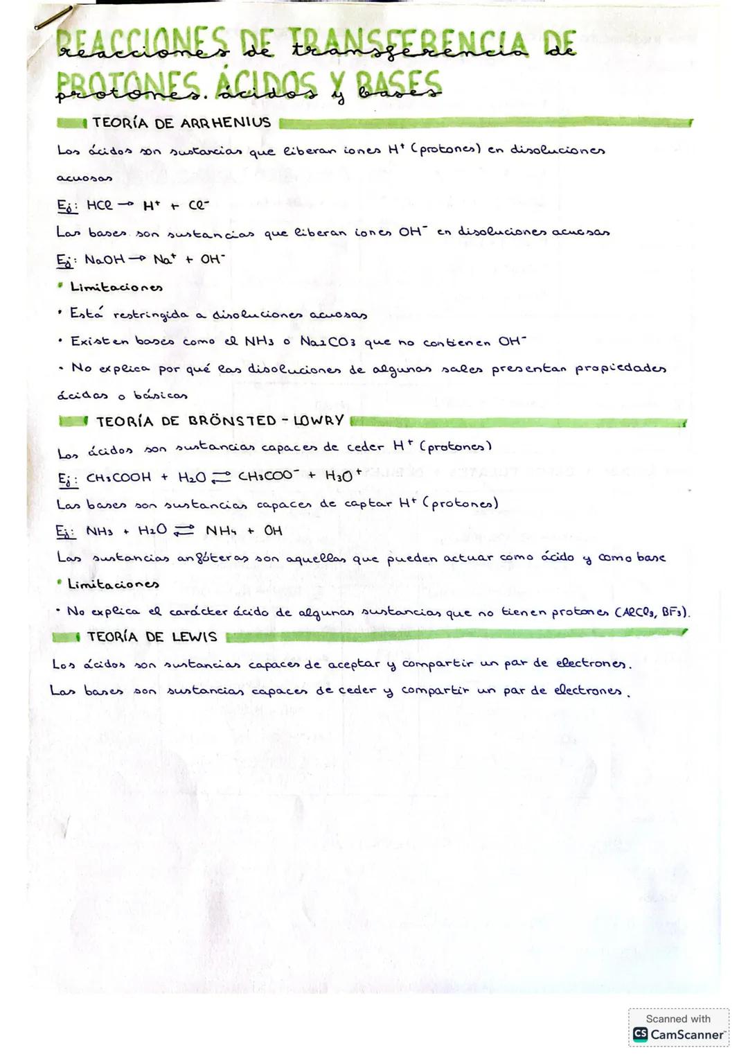REACCIONES DE TRANSFERENCIA DE
PROTONES. ACIDOS Y BASES
TEORÍA DE ARRHENIUS
Los ácidos son sustancias que liberan iones H+ (protones) en dis