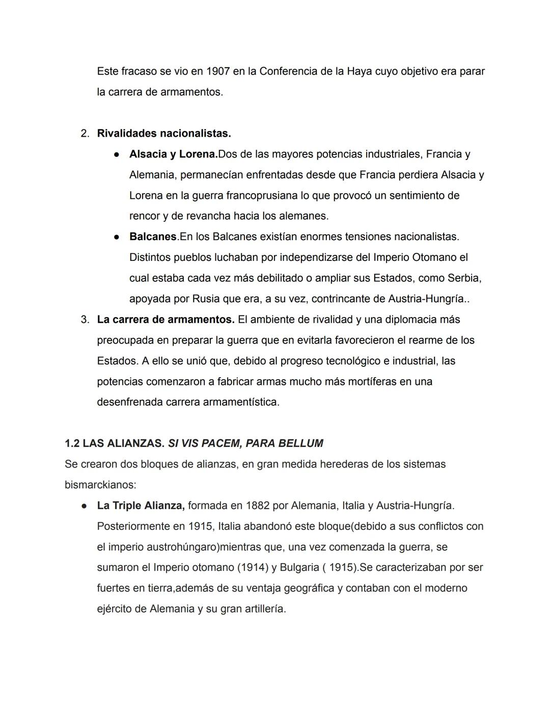 1. LA GRAN GUERRA: CAUSAS Y CONTENDIENTES
1. LA GRAN GUERRA: CAUSAS Y CONTENDIENTES
1.1 CAUSAS DEL CONFLICTO
En 1914, tras un período de cre