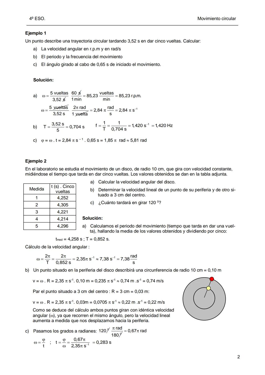 Dpto. Física
y Química
MOVIMIENTO CIRCULAR UNIFORME
> La trayectoria es una circunferencia.
> La velocidad es constante
Si se considera un p