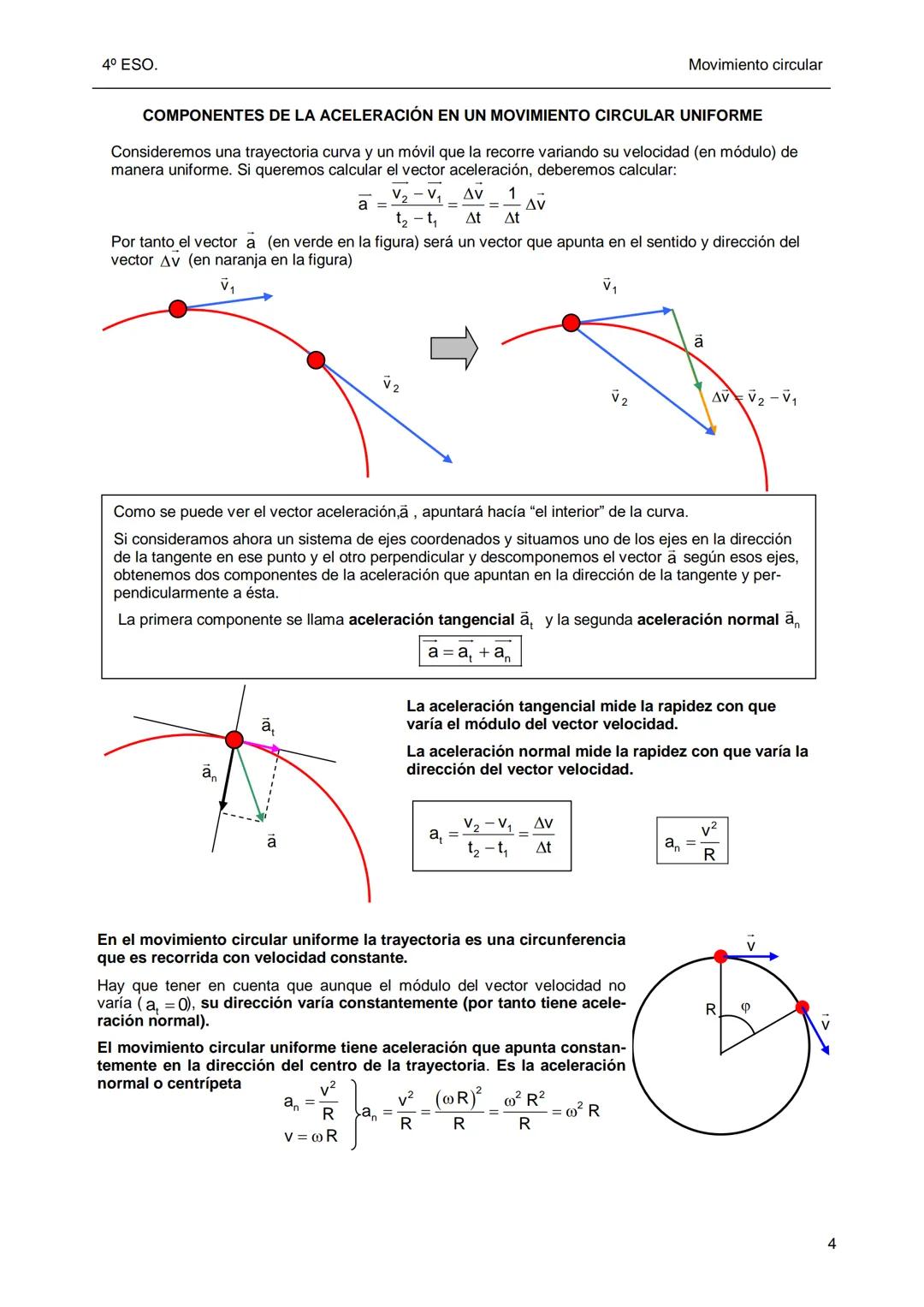 Dpto. Física
y Química
MOVIMIENTO CIRCULAR UNIFORME
> La trayectoria es una circunferencia.
> La velocidad es constante
Si se considera un p