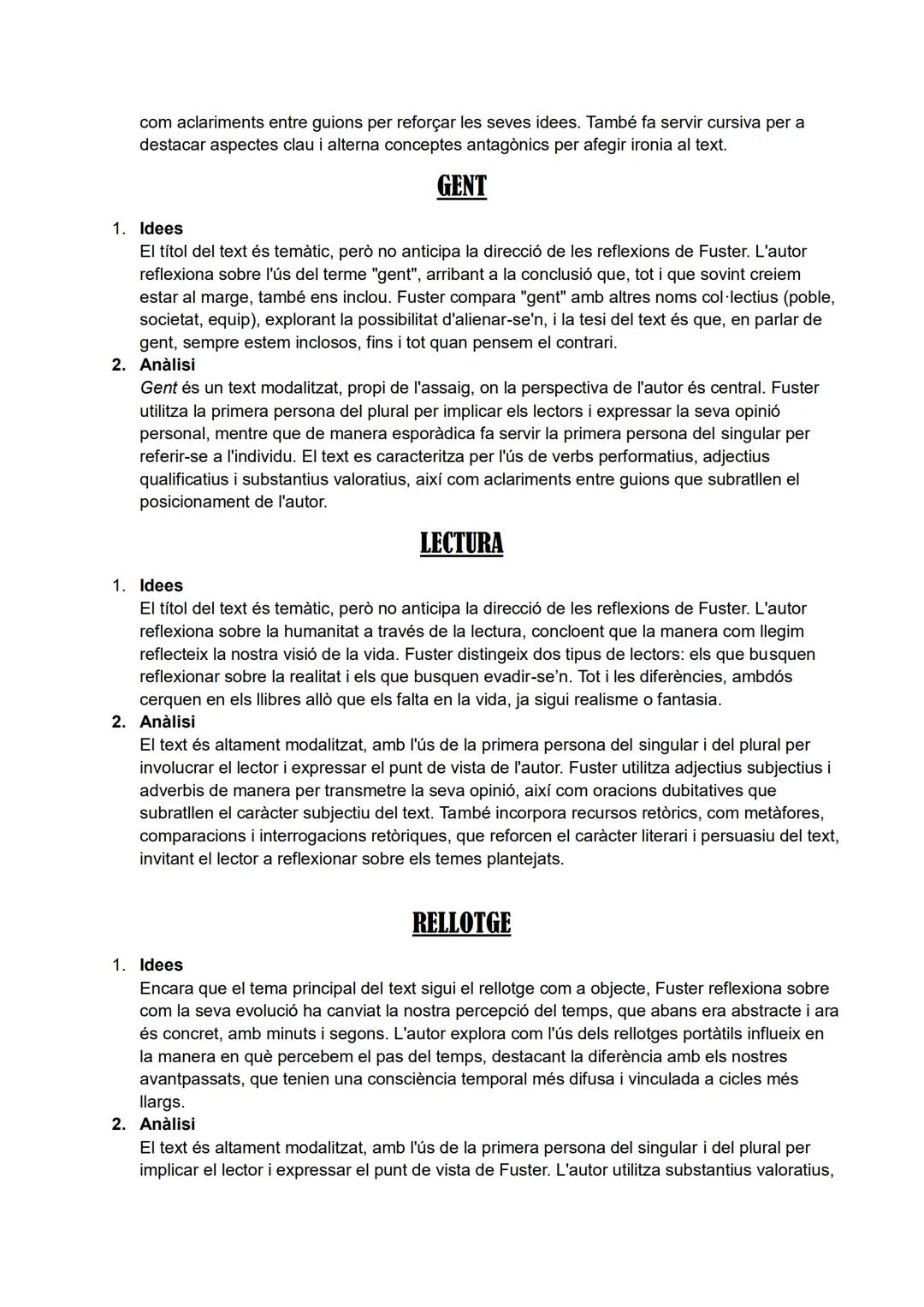 1. Idees
Joan Fuster "Diccionari per a ociosos"
CADIRA
Fuster reflexiona sobre l'evolució de la humanitat i la manera de concebre la vida al
