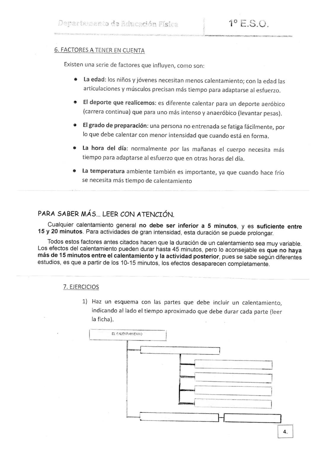 Departamento de Educación Física
TEMA
EL
CALENTAMIENTO
1º E.S.O.
1. INTRODUCCIÓN
Siempre que practicamos cualquier deporte o actividad físic