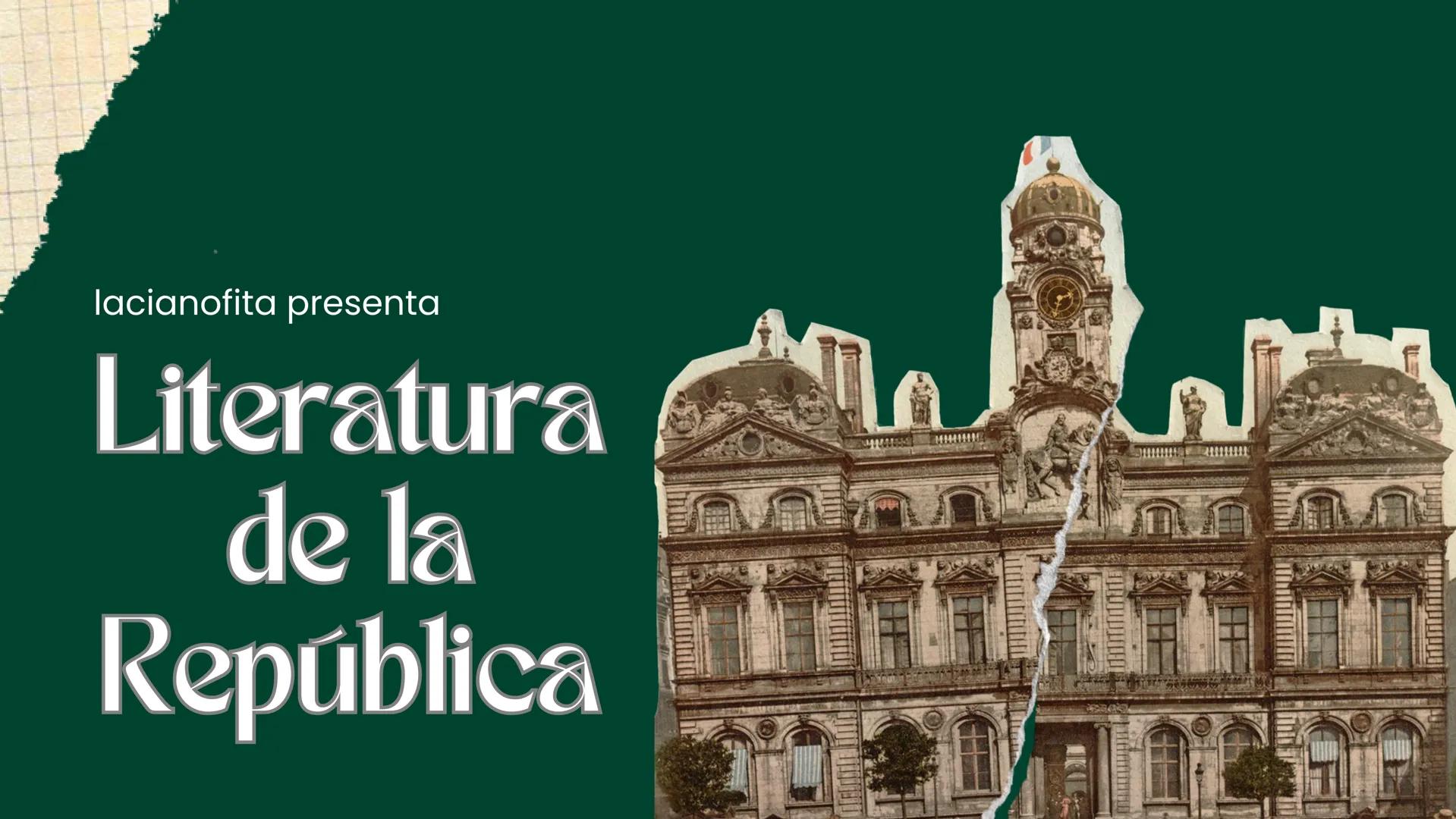laciano fita presenta
# Literatura
de la
# República CO-RO-RE
COSTUMBRISMO
• Hacen crítica a las
costumbrea para
corregirlas.
• Influencia