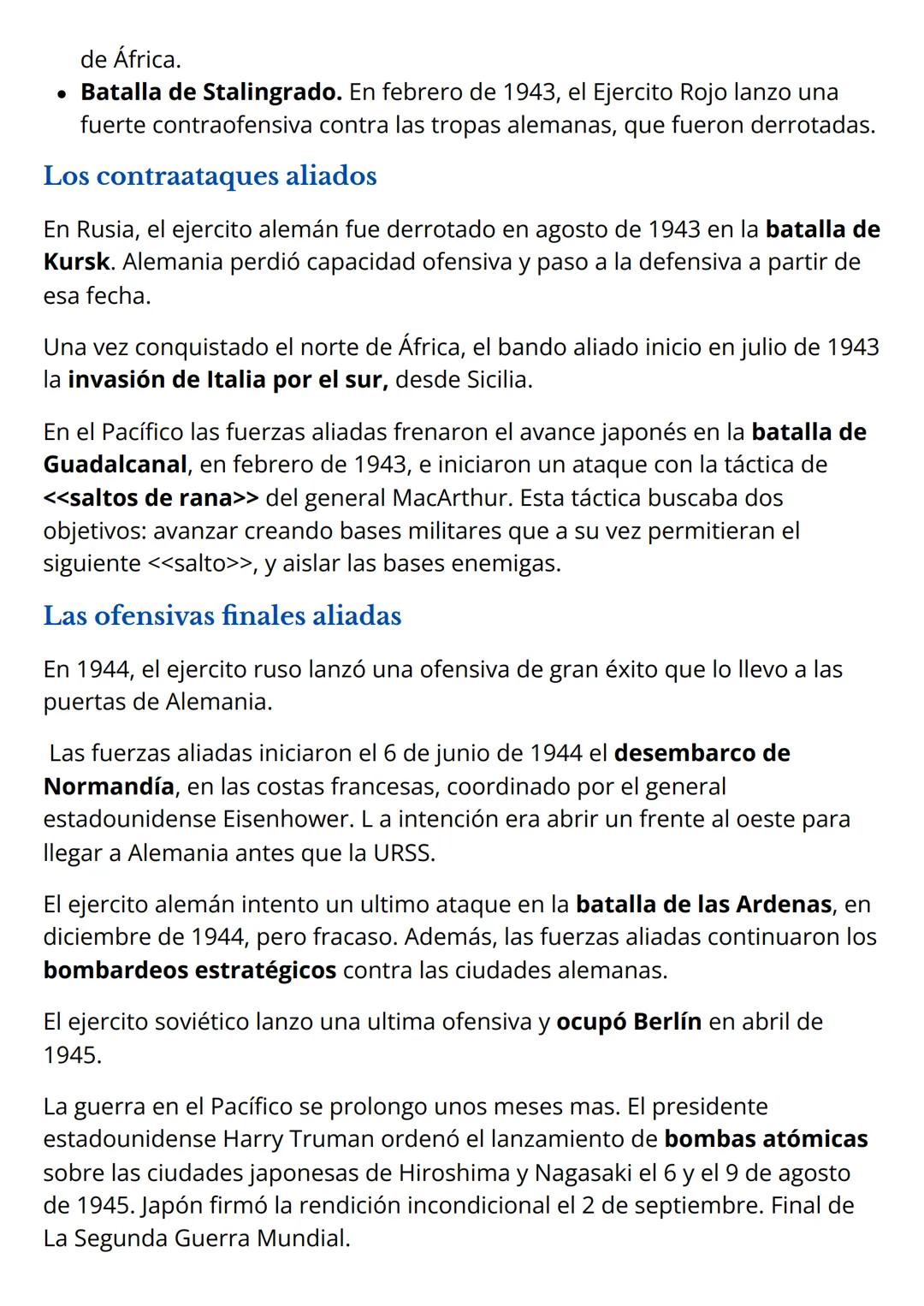 Tema 7: La Segunda Guerra Mundial
1. Las Causas y el detonante de la guerra
Los orígenes de la guerra
El estallido de la Segunda Guerra Mund