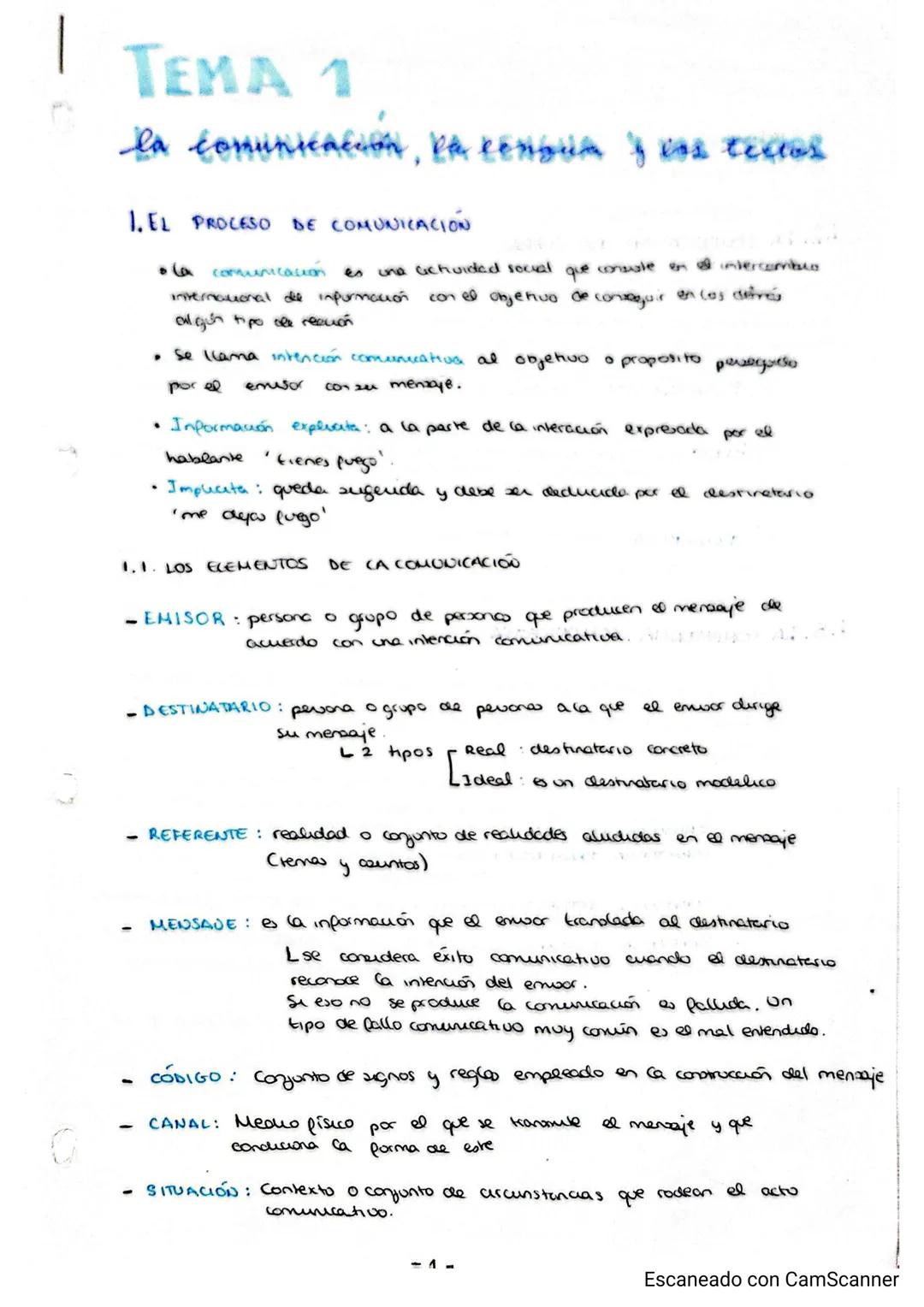 La comunicación, la lengua y los textos 1°Bach