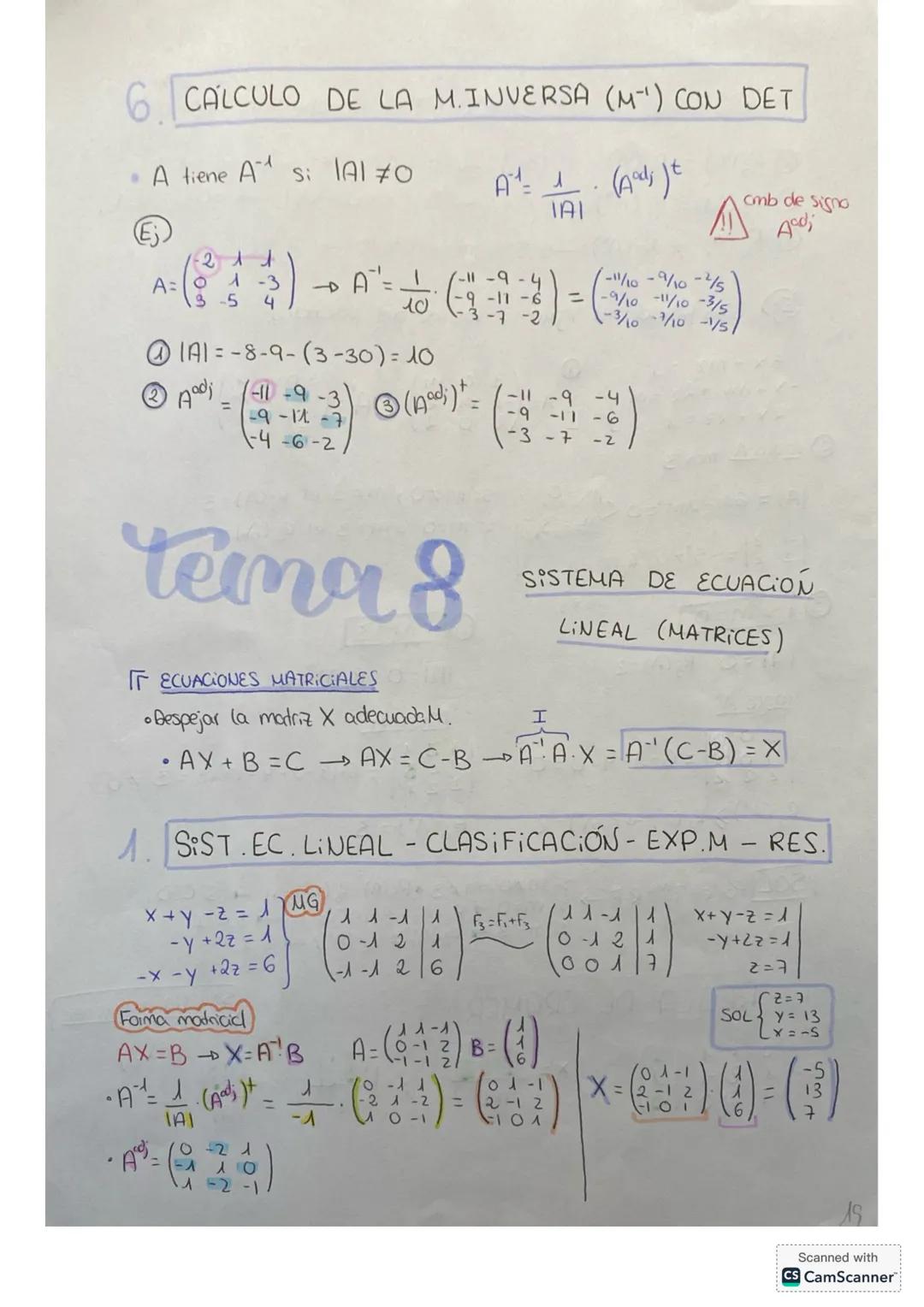 Tema 6: MATRICES
1 DEFINICIÓN; TIPOS; OPERACIONES
• Definición Es una tabla de m*n elementos,
ordenedas en m filas y n columnas
• Tipos
① M