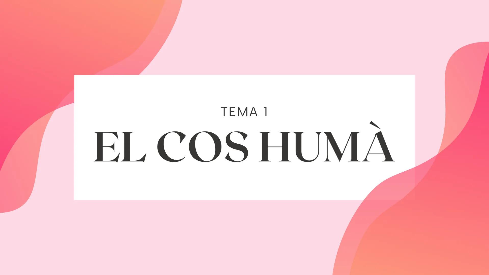 # TEMA 1
EL COS HUMÁ 1 ELS NIVELLS D'ORGANITZACIÓ
NIVELL
ATOMIC
Format pels àtoms
anomenat
bioelements
NIVELL
MOLECULAR
Format per molécu