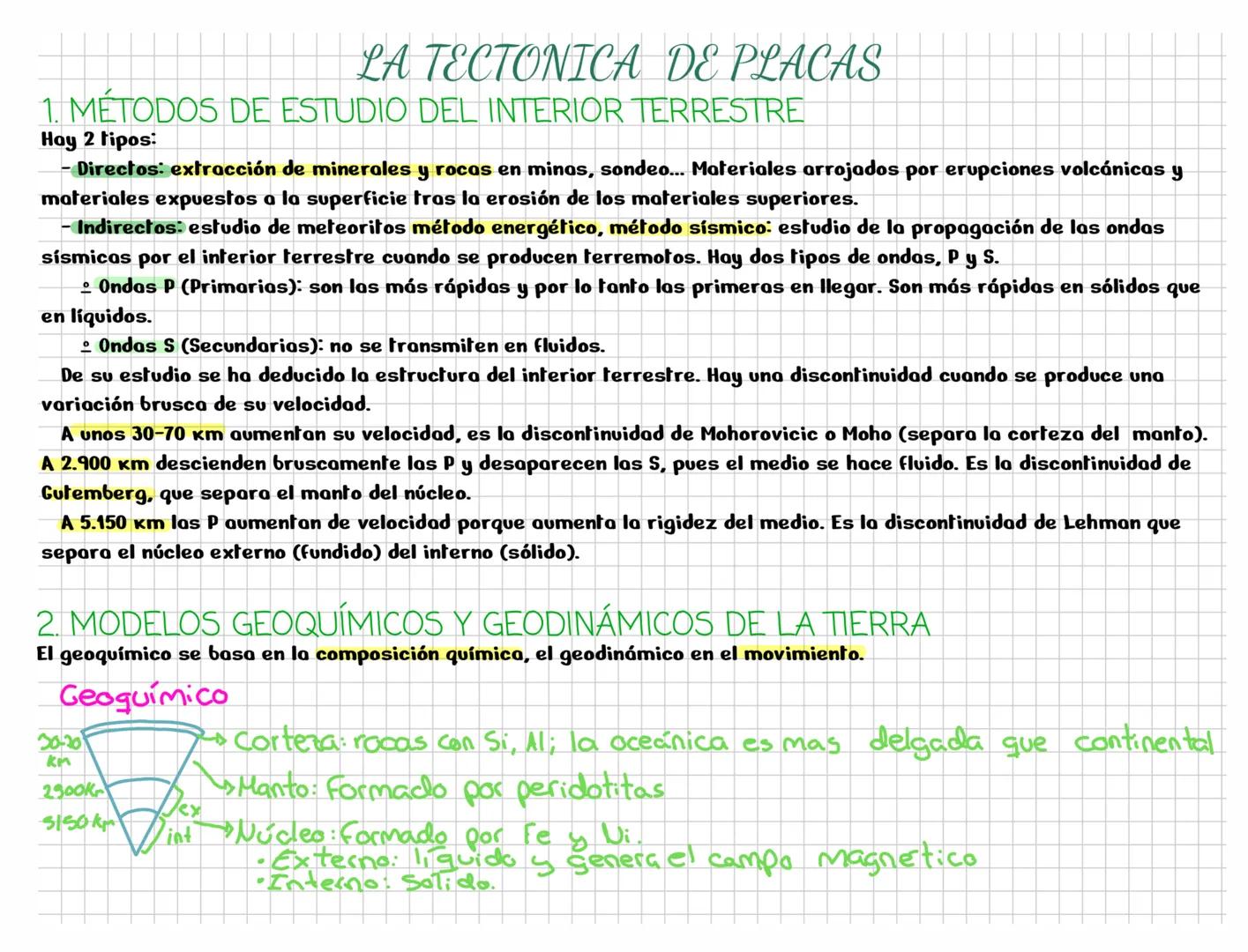 LA TECTONICA DE PLACAS
1. MÉTODOS DE ESTUDIO DEL INTERIOR TERRESTRE
Hay 2 tipos:
- Directos: extracción de minerales y rocas en minas, sonde