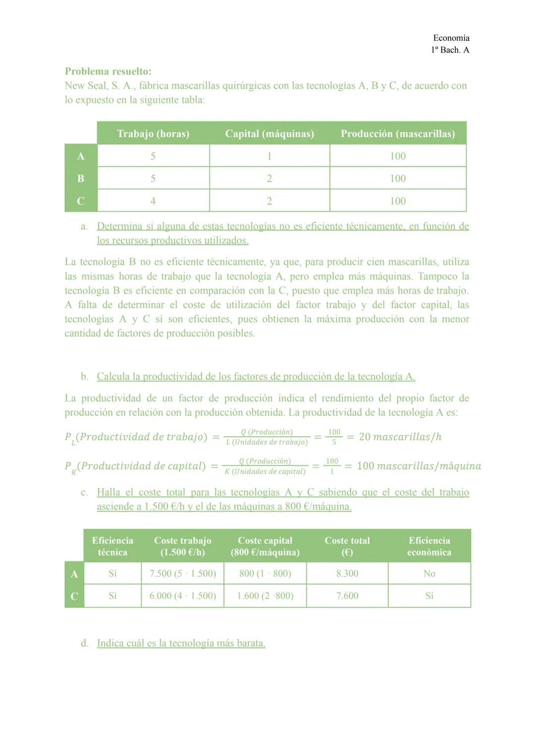 • La función de producción
TEMA 3
La producción
Economía
1º Bach. A
La división del trabajo consiste en la fragmentación de una actividad pr