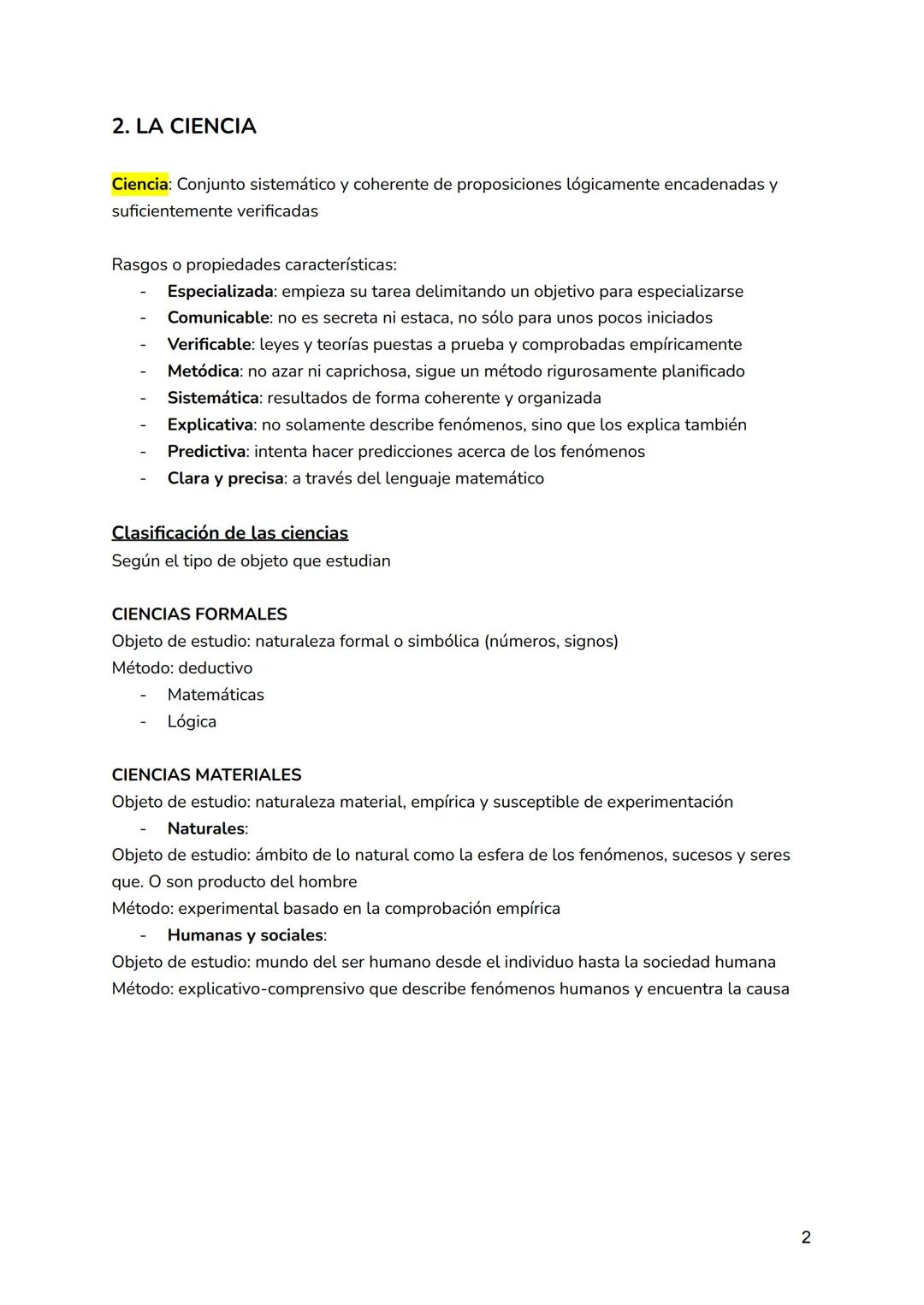 TEMA 6: LA FILOSOFÍA DE LA CIENCIA
1. INTRODUCCIÓN
En un principio, la ciencia apareció como una rama más del saber filosófico encargado de