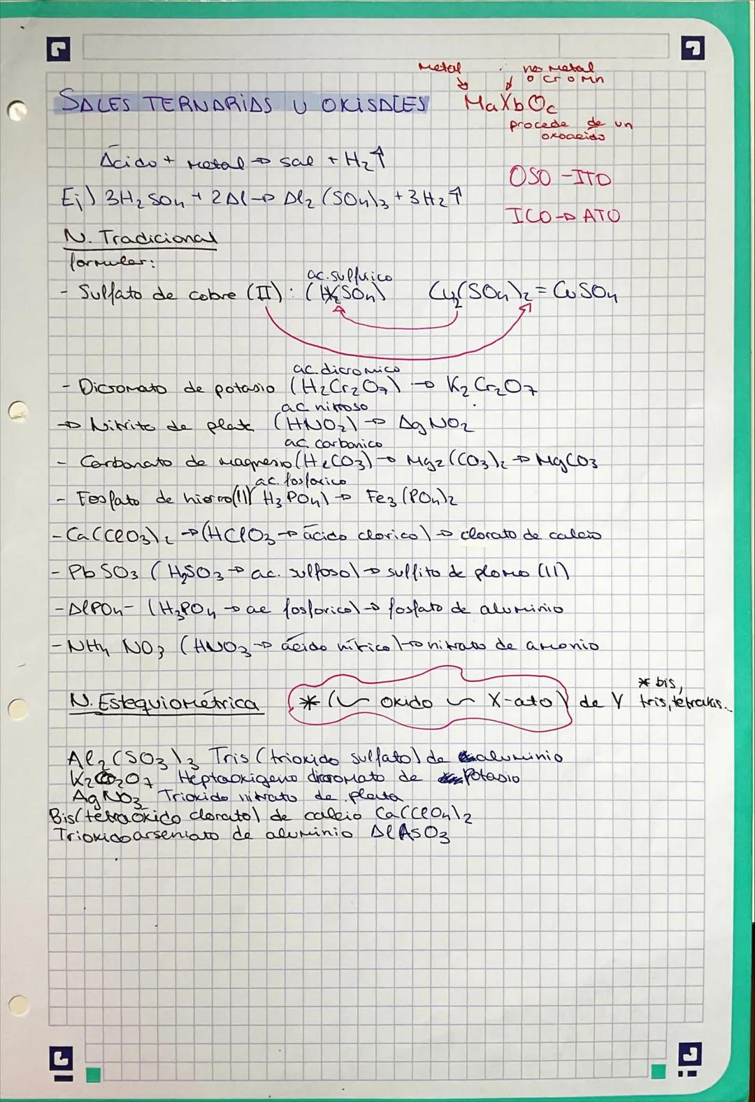 ## Química Inorgánica / Química
Combinaciones con oxígeno:
Óxidos  $X_2O_n$  x=grupo 1-16
$O = -2$
Nomenclatura de
composición o
estequio
