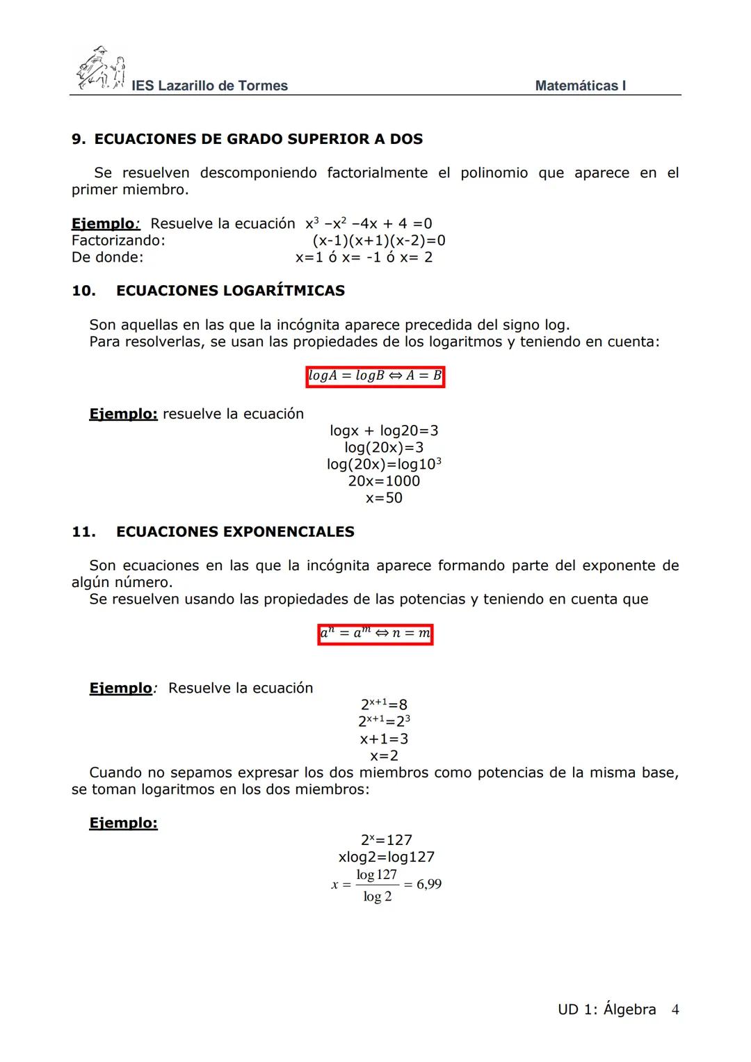 ## IES Lazarillo de Tormes
## ÁLGEBRA
Matemáticas I
1. **FACTORIZACIÓN DE UN POLINOMIO**
Factorizar un polinomio consiste en expresarlo