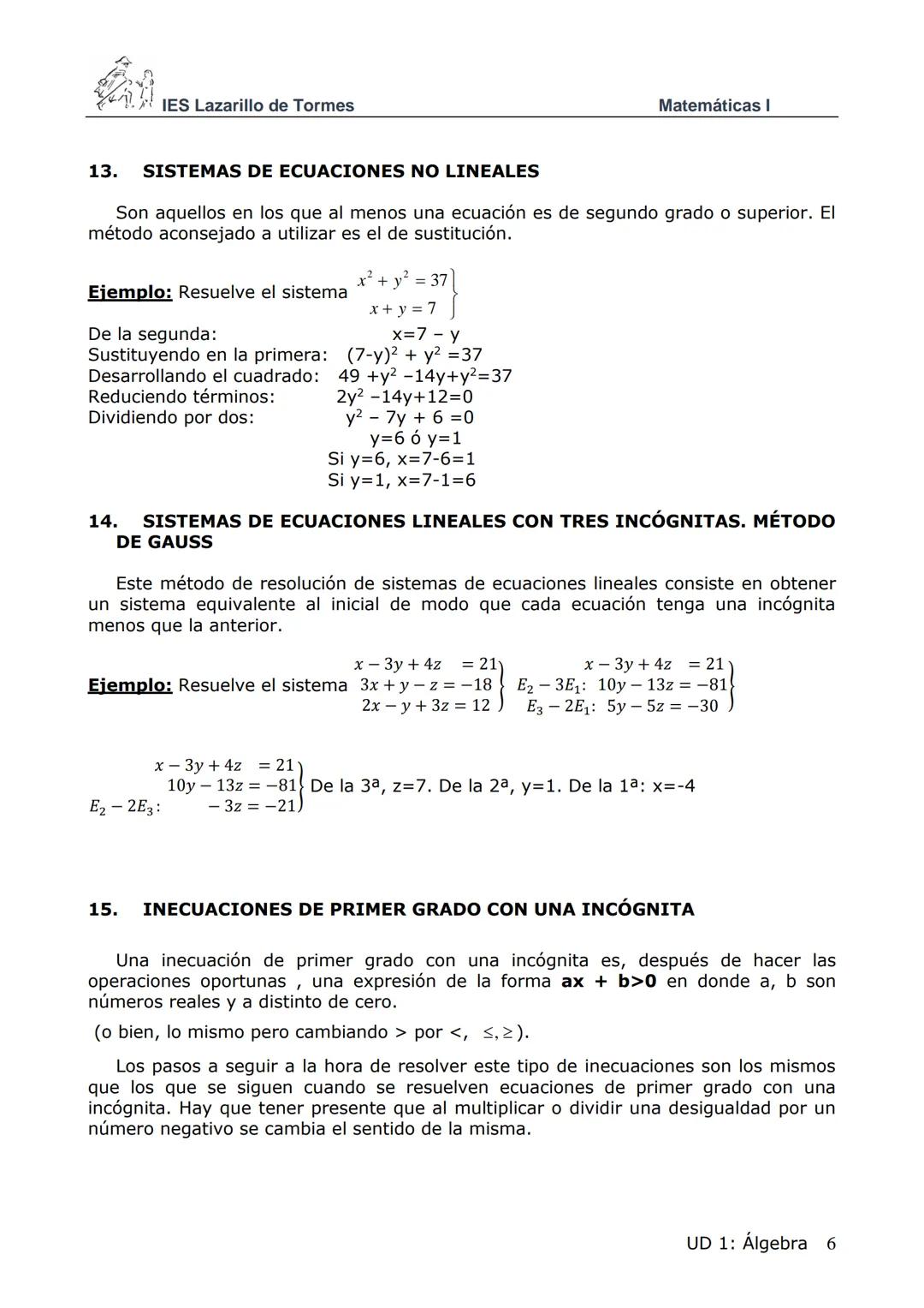 ## IES Lazarillo de Tormes
## ÁLGEBRA
Matemáticas I
1. **FACTORIZACIÓN DE UN POLINOMIO**
Factorizar un polinomio consiste en expresarlo