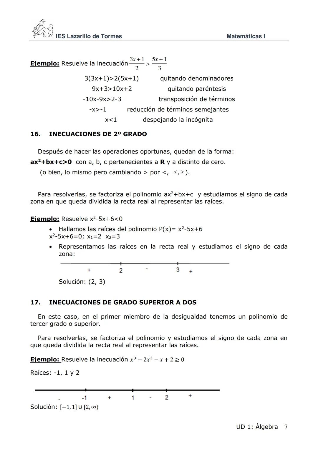 ## IES Lazarillo de Tormes
## ÁLGEBRA
Matemáticas I
1. **FACTORIZACIÓN DE UN POLINOMIO**
Factorizar un polinomio consiste en expresarlo