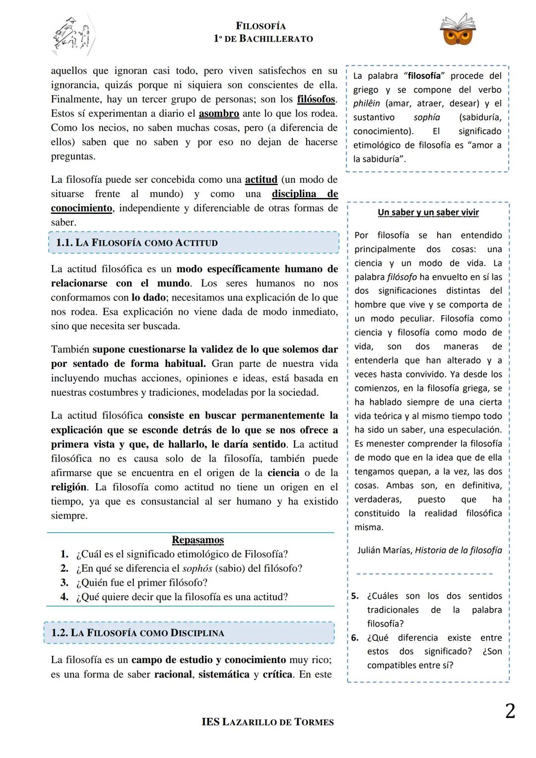 FILOSOFÍA
1º DE BACHILLERATO
TEMA 1. EL SABER FILOSÓFICO
REFLEXIÓN FILOSÓFICA EN TORNO A LA PROPIA FILOSOFÍA
¿Qué es lo más importante de la