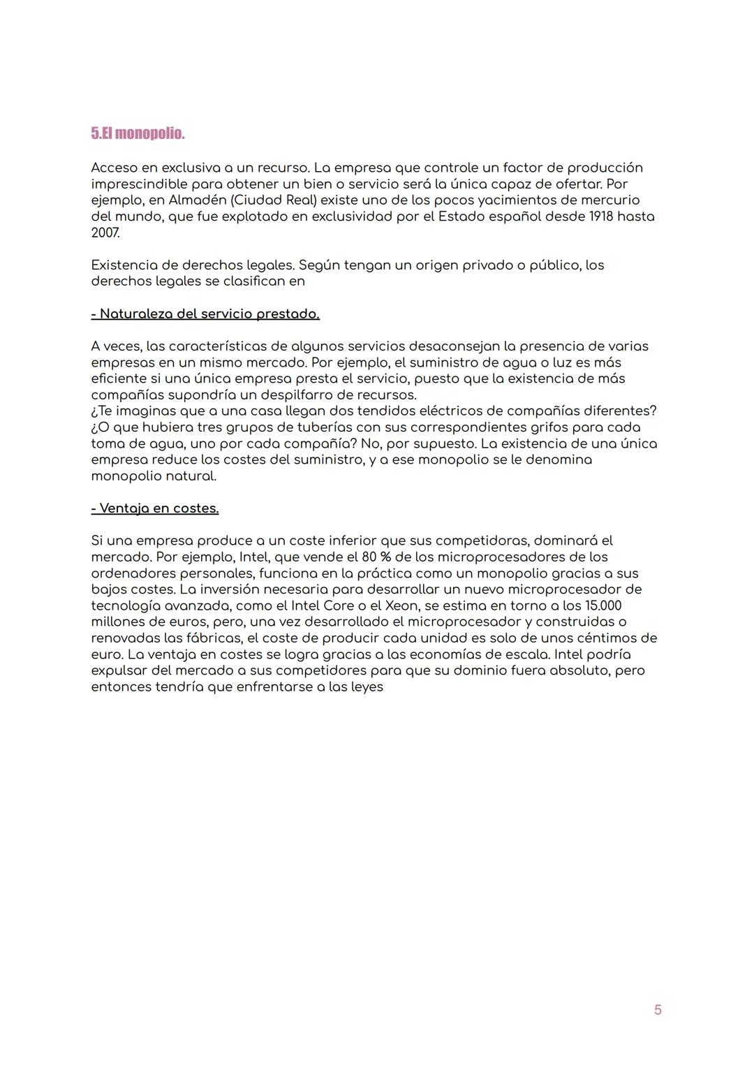 1.El mercado y la competencia.
Tema 5
Los tipos de mercado
En los mercados de competencia perfecta, las empresas son precio-aceptantes y
fun