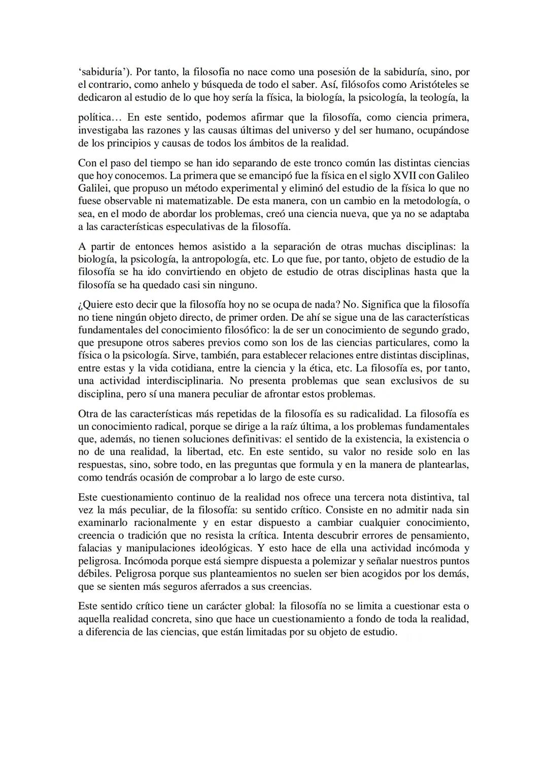 TEMA 1: EL SABER FILOSÓFICO
1. ¿QUÉ ES FILOSOFÍA?
Definir qué es la filosofía es ya un problema filosófico. Muchas personas dedicadas a la
f