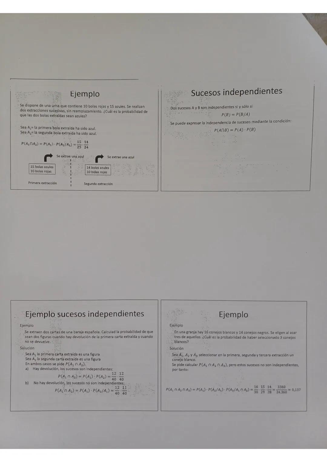 Probabilidad
Definiciones
Experimento aleatorio
Experimento cuyo resultado no se puede predecir
Espacio muestral
Conjunto formado por todo