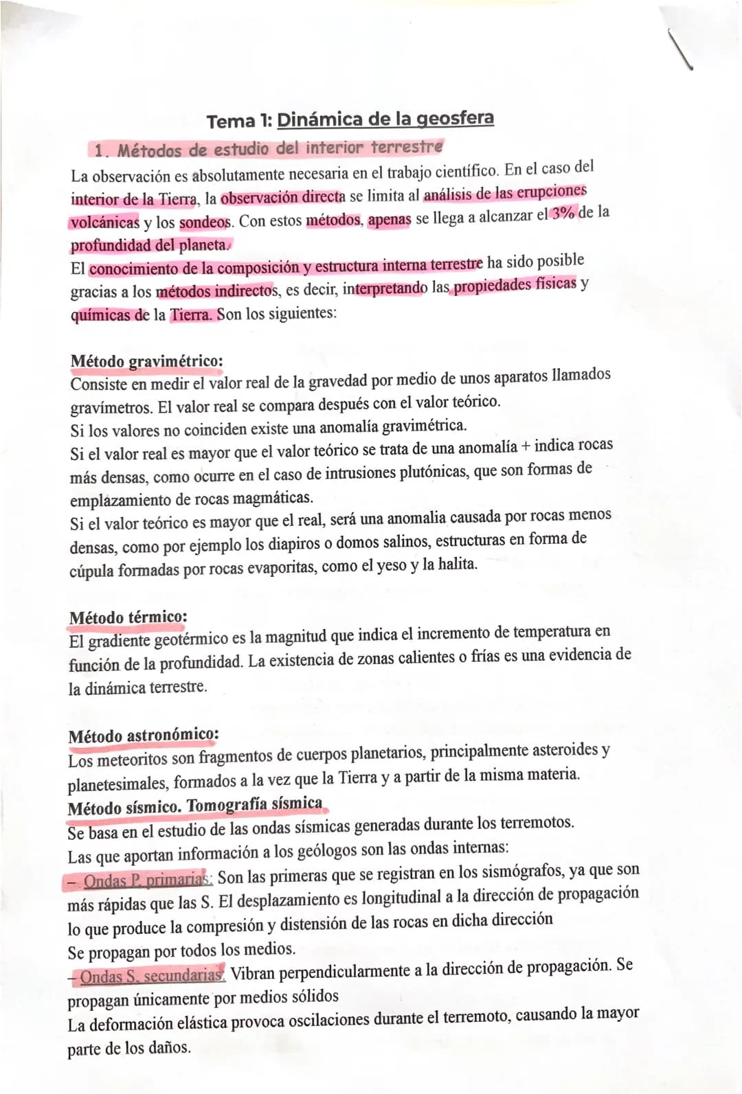 # Tema 1: Dinámica de la geosfera
1. Métodos de estudio del interior terrestre
La observación es absolutamente necesaria en el trabajo cie