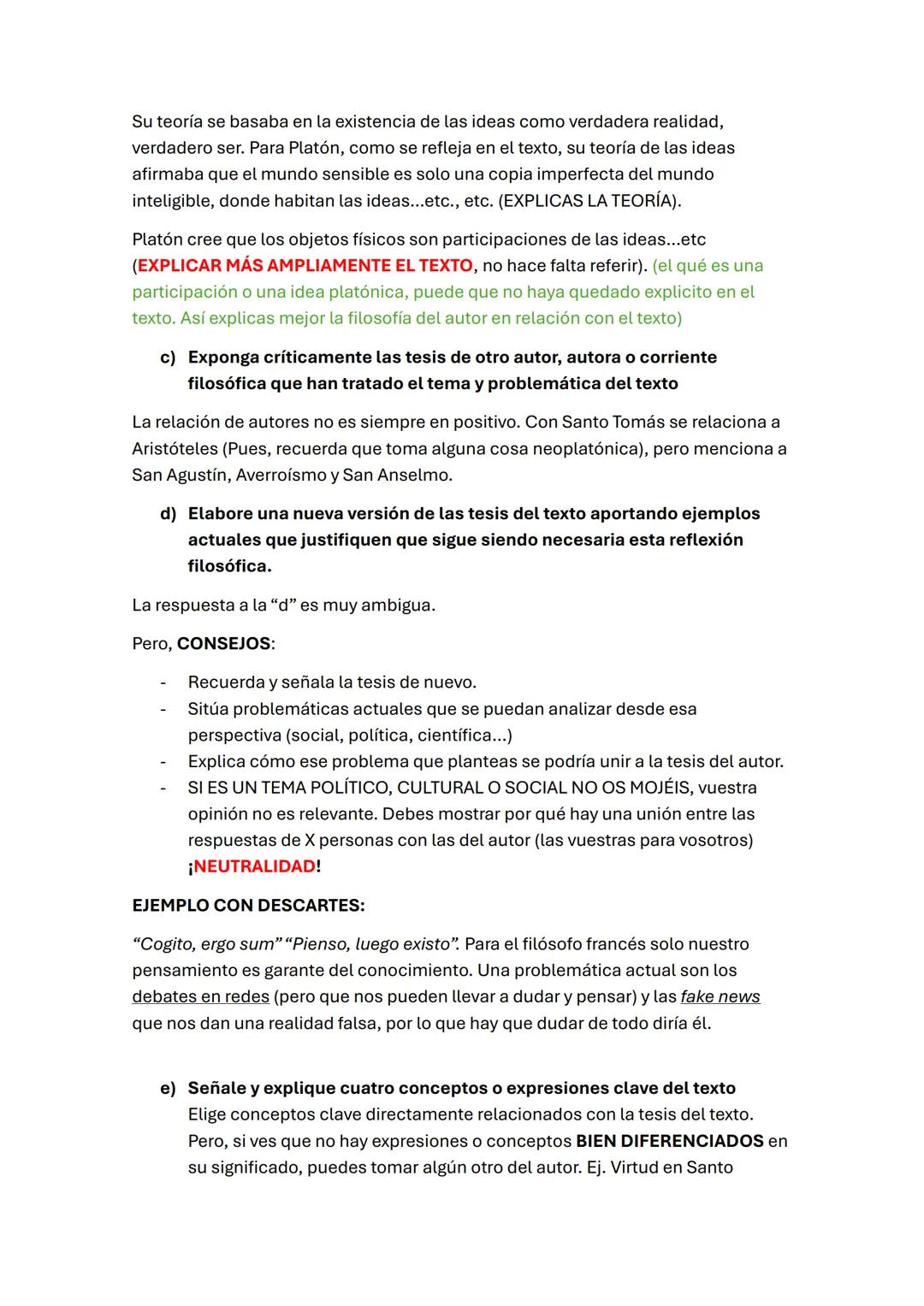 # COMENTARIO DE TEXTO
Guía comentario texto PAU:
a) Identifique el problema filosófico al que responde el texto, exponga la
tesis o las tes