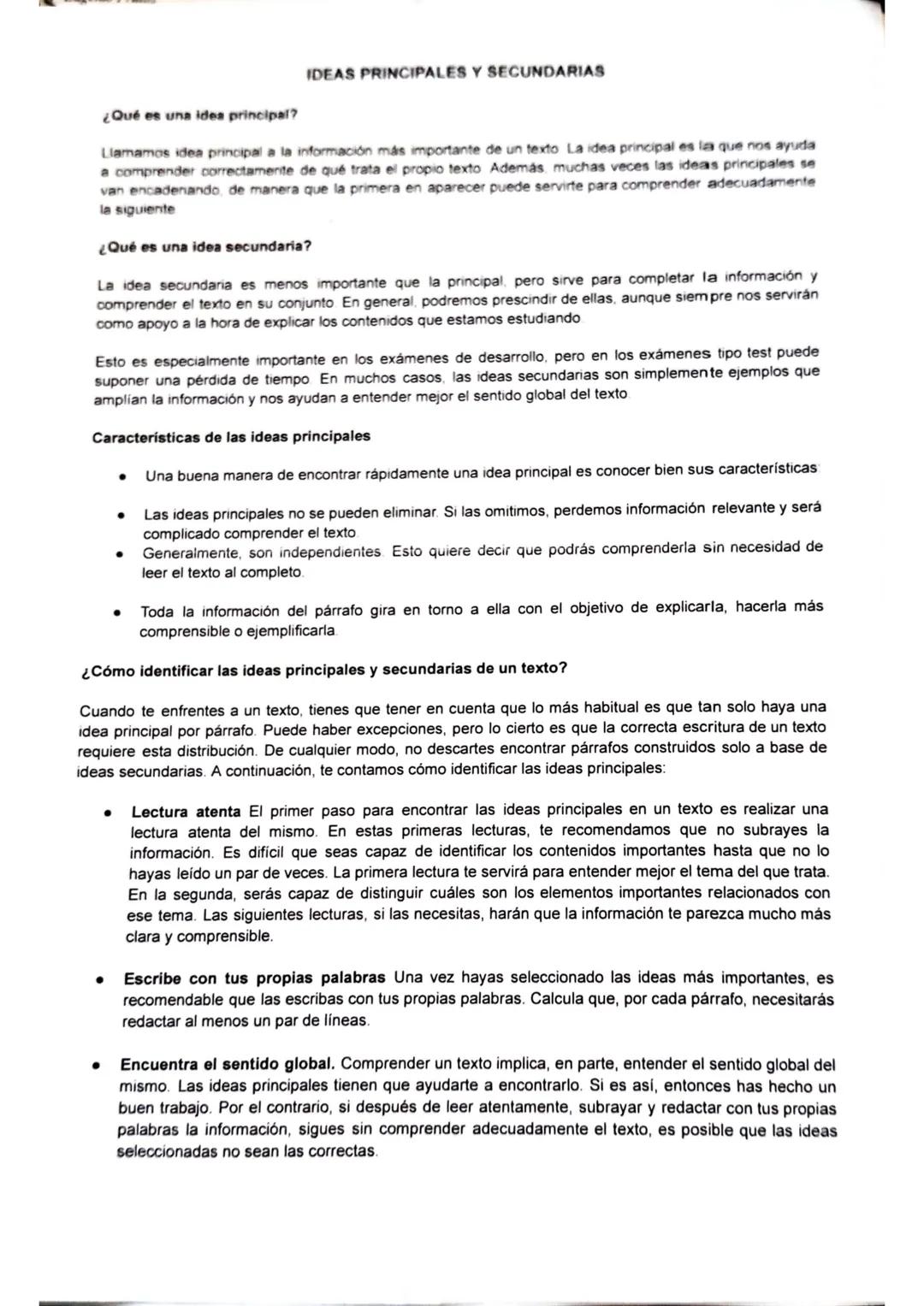 # EL RESUMEN
No es posible hacer un buen resumen (ni el resto del comentario) sin haberse asegurado de haber
comprendido bien el texto. Ell
