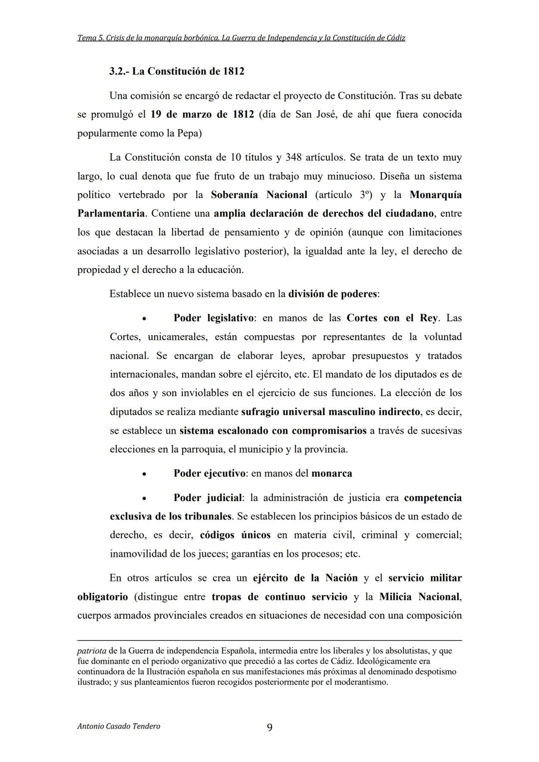 # TEMA 5. CRISIS DE LA MONARQUÍA BORBÓNICA. LA
GUERRA DE LA INDEPENDENCIA Y LOS COMIENZOS DE LA
REVOLUCIÓN LIBERAL. LA CONSTITUCIÓN DE 1812.