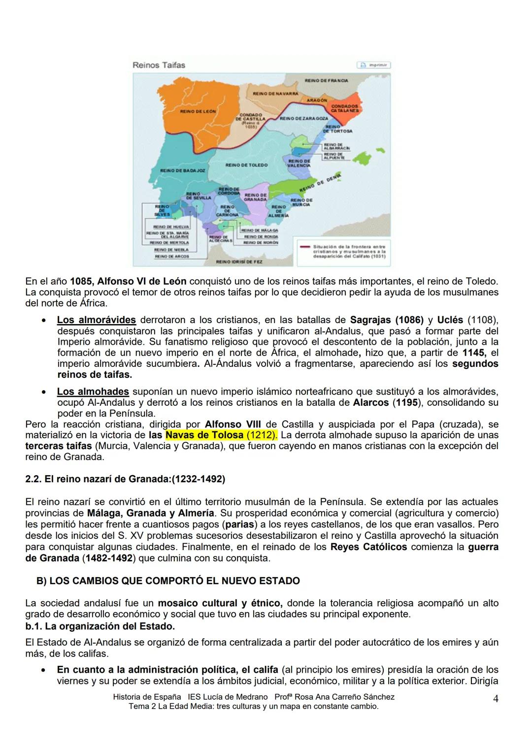 # TEMA 2: LA EDAD MEDIA TRES CULTURAS Y UN MAPA POLITICO EN CONSTANTE CAMBIO 711-1474
1) AL-ANDALUS:
A) EVOLUCION POLITICA:
A.1.Periodo de