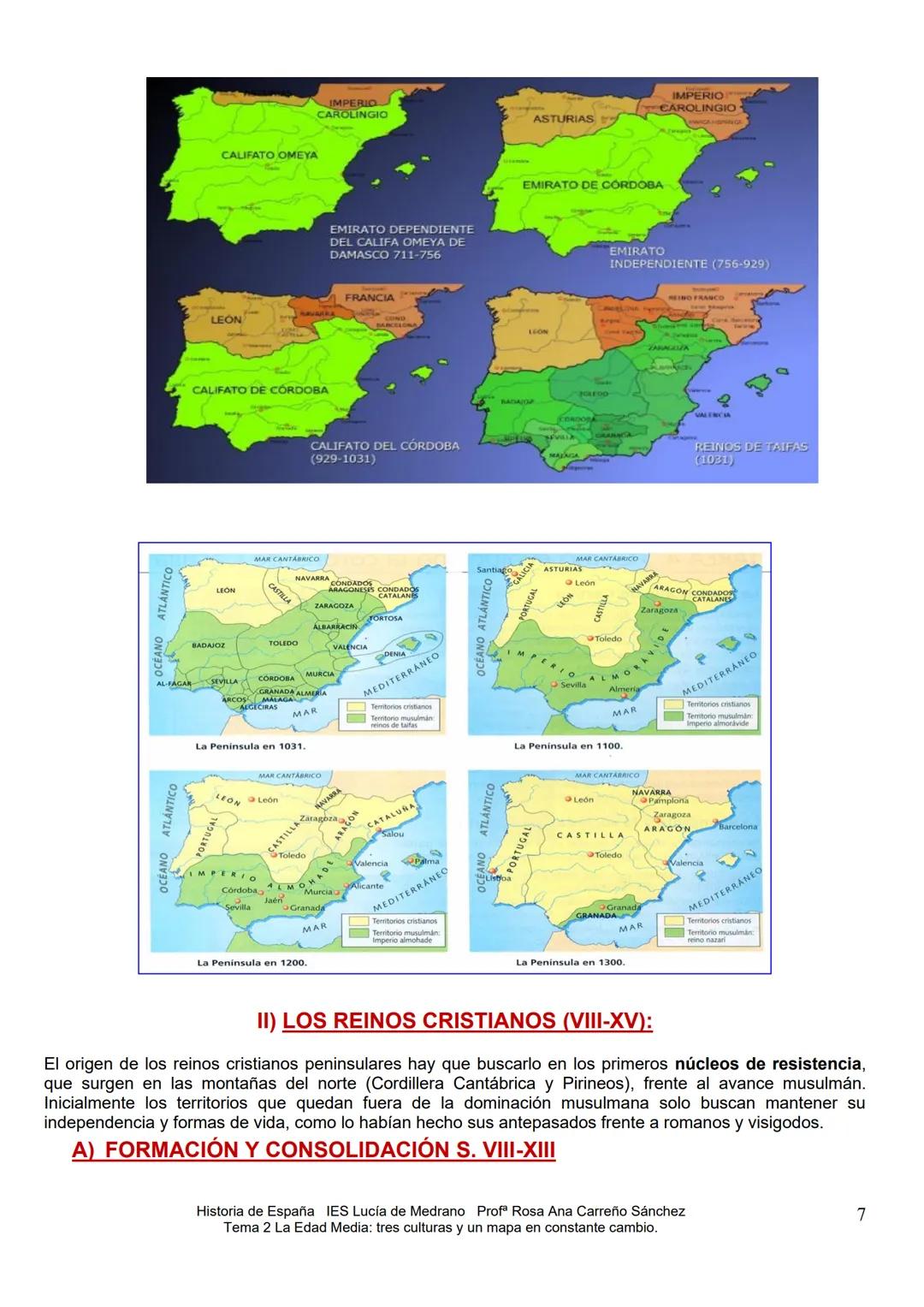 # TEMA 2: LA EDAD MEDIA TRES CULTURAS Y UN MAPA POLITICO EN CONSTANTE CAMBIO 711-1474
1) AL-ANDALUS:
A) EVOLUCION POLITICA:
A.1.Periodo de