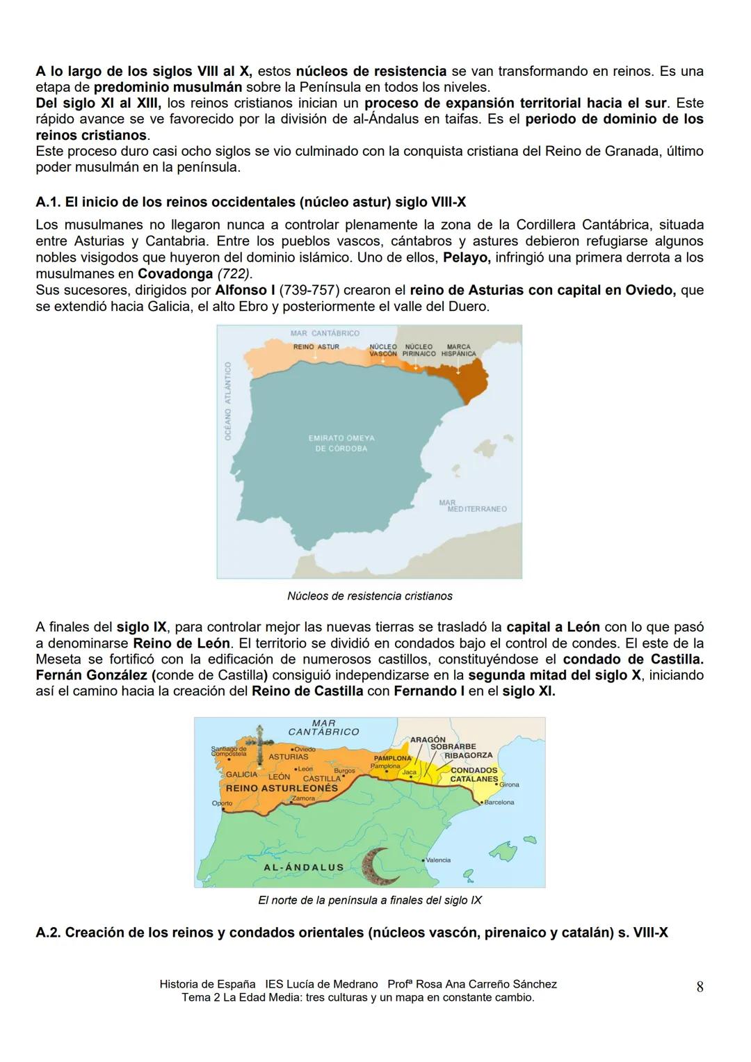 # TEMA 2: LA EDAD MEDIA TRES CULTURAS Y UN MAPA POLITICO EN CONSTANTE CAMBIO 711-1474
1) AL-ANDALUS:
A) EVOLUCION POLITICA:
A.1.Periodo de