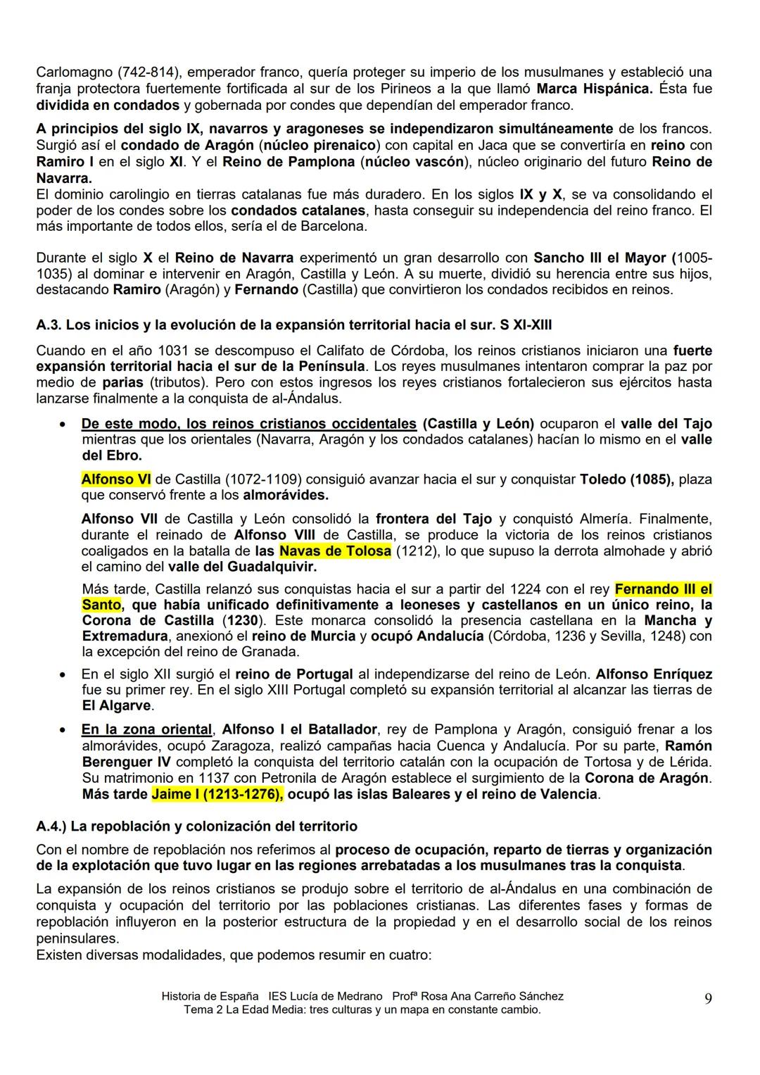 # TEMA 2: LA EDAD MEDIA TRES CULTURAS Y UN MAPA POLITICO EN CONSTANTE CAMBIO 711-1474
1) AL-ANDALUS:
A) EVOLUCION POLITICA:
A.1.Periodo de