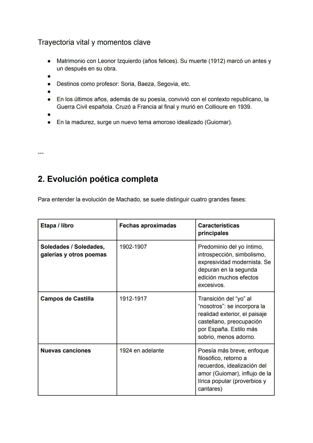# Apuntes EBAU – Antonio Machado
1. Contexto biográfico y literario
Contexto histórico / social / literario
- Antonio Machado (1875-1939)