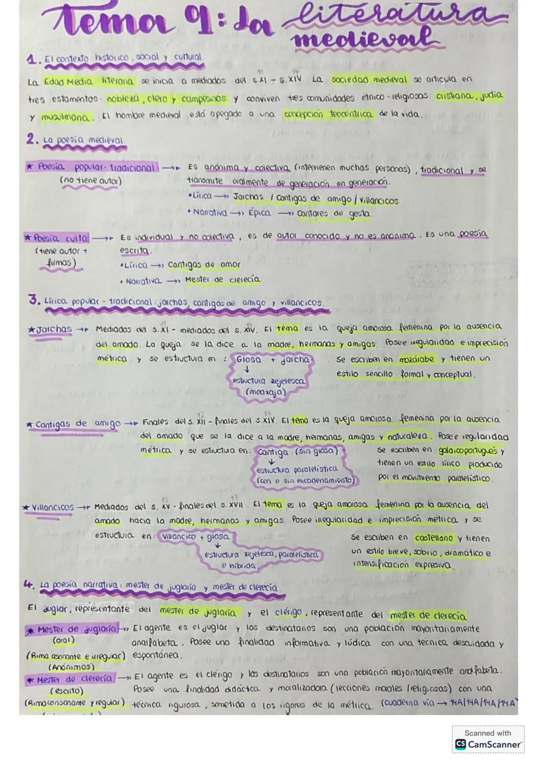 # Tema 1: Ja literatura
medieval
4. El contexto histórico, social y cultural
La. Edad Media literaria se inicia a mediados del 6.시-s. xiv.