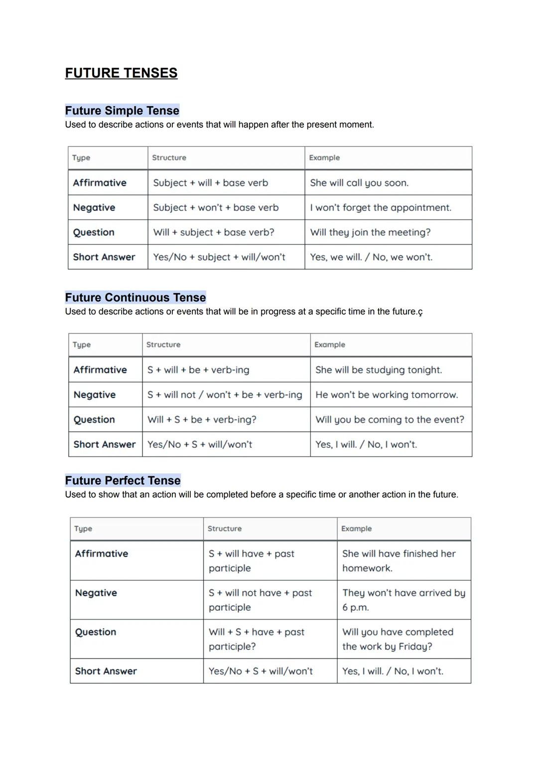 # VERB TENSES
PRESENT TENSES
Present Simple Tense
Used to describe actions, situations, or facts that are regular, general, or always true