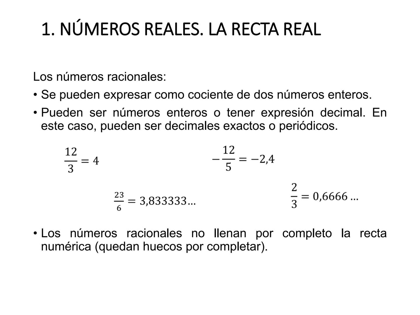 # Unidad 1
# NÚMEROS REALES.
# SUCESIONES
1º Bachillerato Ciencias y Tecnología
Matemáticas I # Contenidos
1. Números reales. Recta real