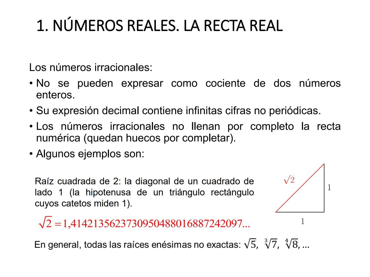 # Unidad 1
# NÚMEROS REALES.
# SUCESIONES
1º Bachillerato Ciencias y Tecnología
Matemáticas I # Contenidos
1. Números reales. Recta real