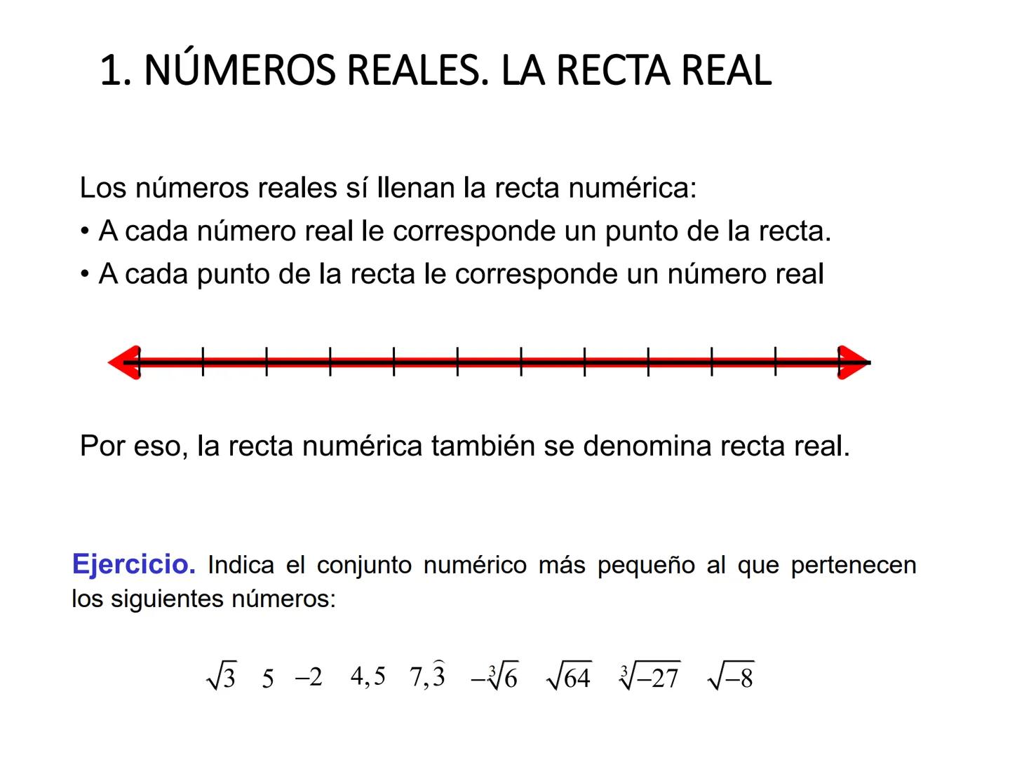 # Unidad 1
# NÚMEROS REALES.
# SUCESIONES
1º Bachillerato Ciencias y Tecnología
Matemáticas I # Contenidos
1. Números reales. Recta real
