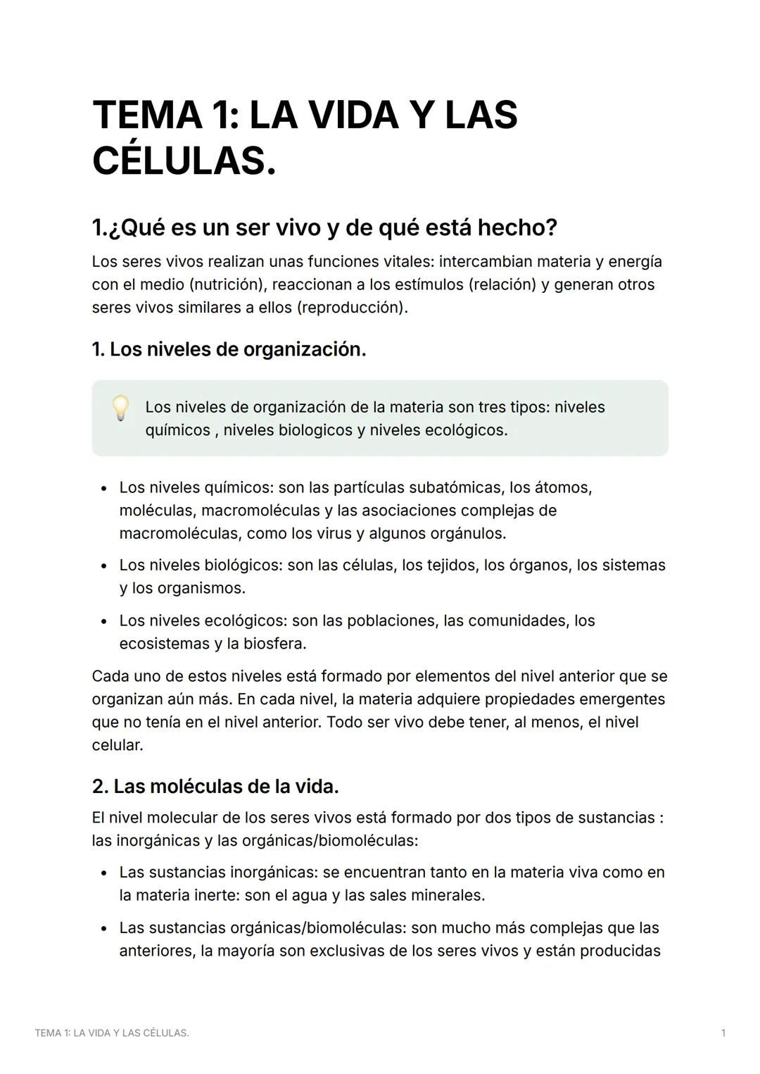 # TEMA 1: LA VIDA Y LAS
# CÉLULAS.
1.¿Qué es un ser vivo y de qué está hecho?
Los seres vivos realizan unas funciones vitales: intercambia