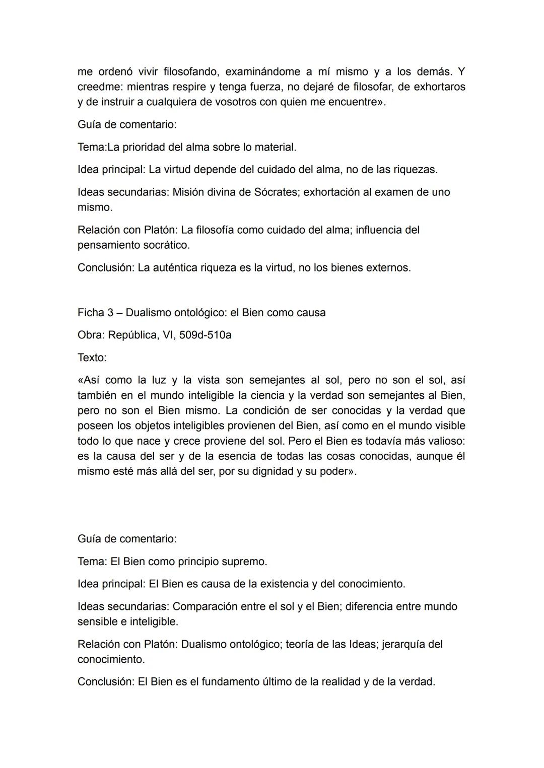DOSSIER DE TEXTOS DE PLATÓN
Ficha 1 - Sócrates y la vida examinada
Obra: Apología, 38a
Texto:
<<Tal vez alguno de vosotros, al escucharm