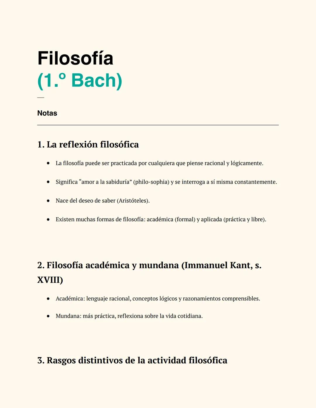 # Filosofía
(1.º Bach)
Notas
1. La reflexión filosófica
* La filosofía puede ser practicada por cualquiera que piense racional y lógica