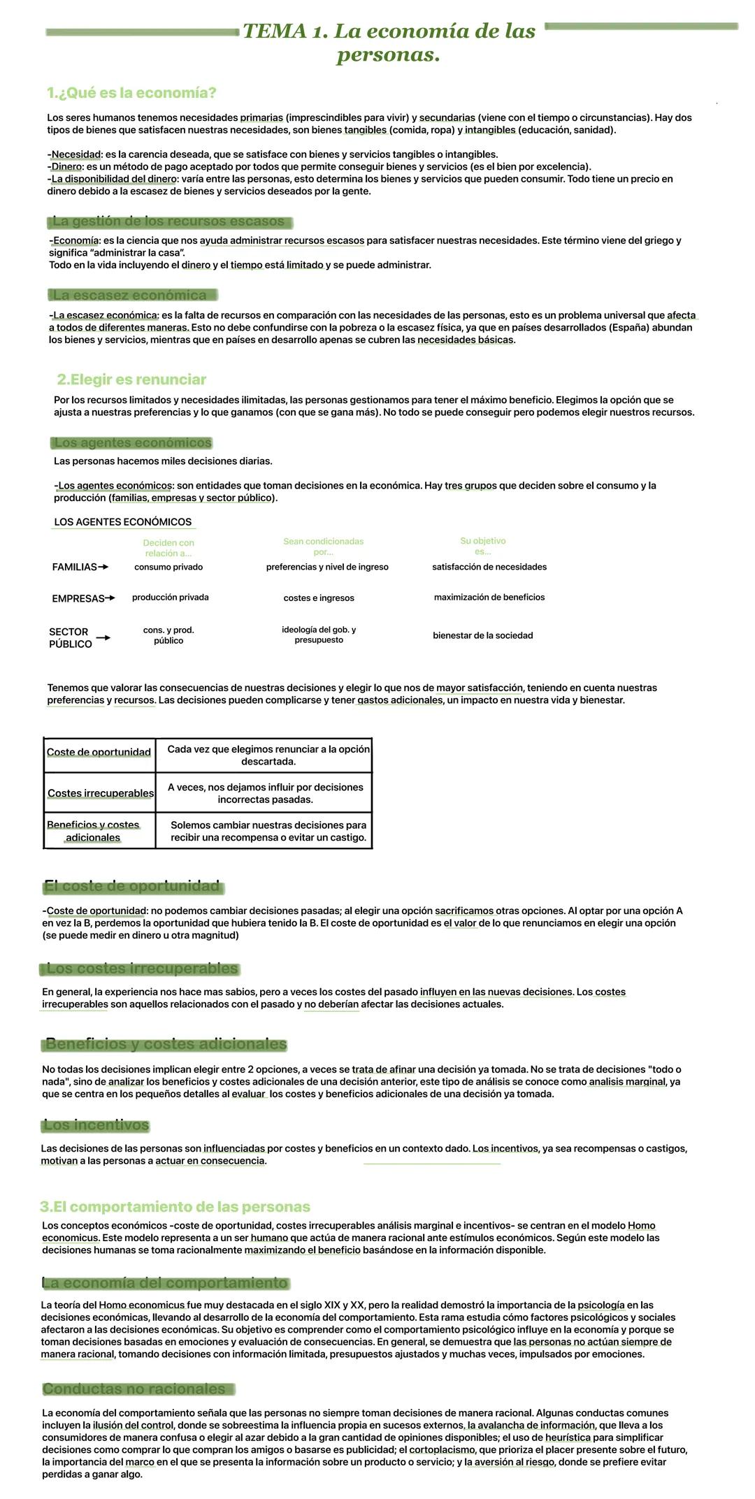 # TEMA 1. La economía de las personas.
1.¿Qué es la economía?
Los seres humanos tenemos necesidades primarias (imprescindibles para vivir)