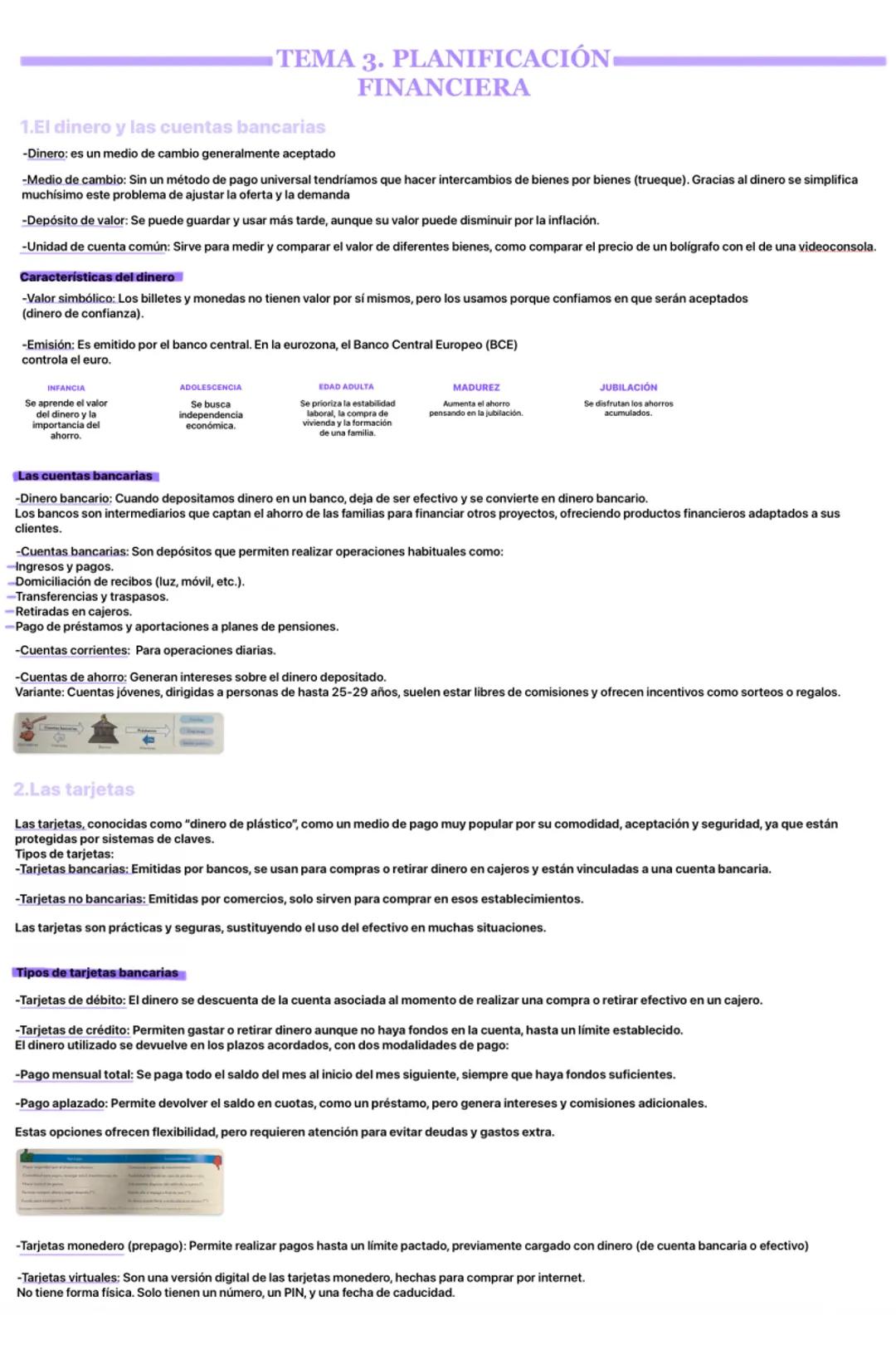 # TEMA 3. PLANIFICACIÓN FINANCIERA
1.El dinero y las cuentas bancarias
-Dinero: es un medio de cambio generalmente aceptado
-Medio de cam