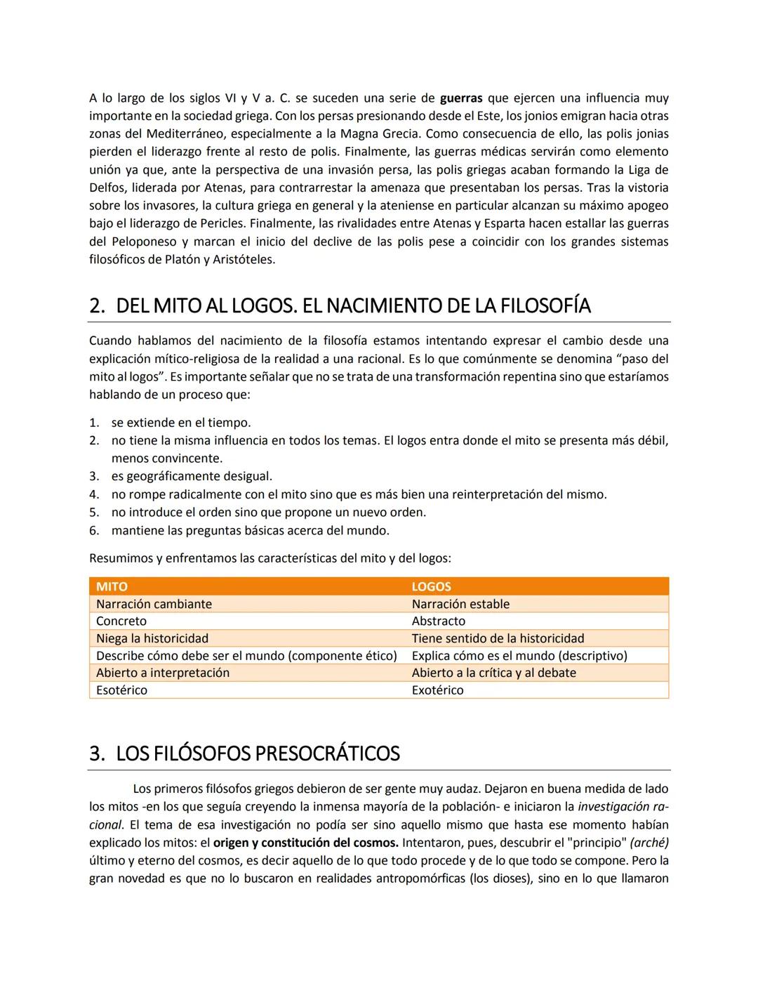 # Tema 1. LA FILOSOFÍA PRESOCRÁTICA
## 1. CONTEXTO HISTÓRICO
En los dos siglos que van desde el siglo VII a. de C. hasta el V a. de C., en